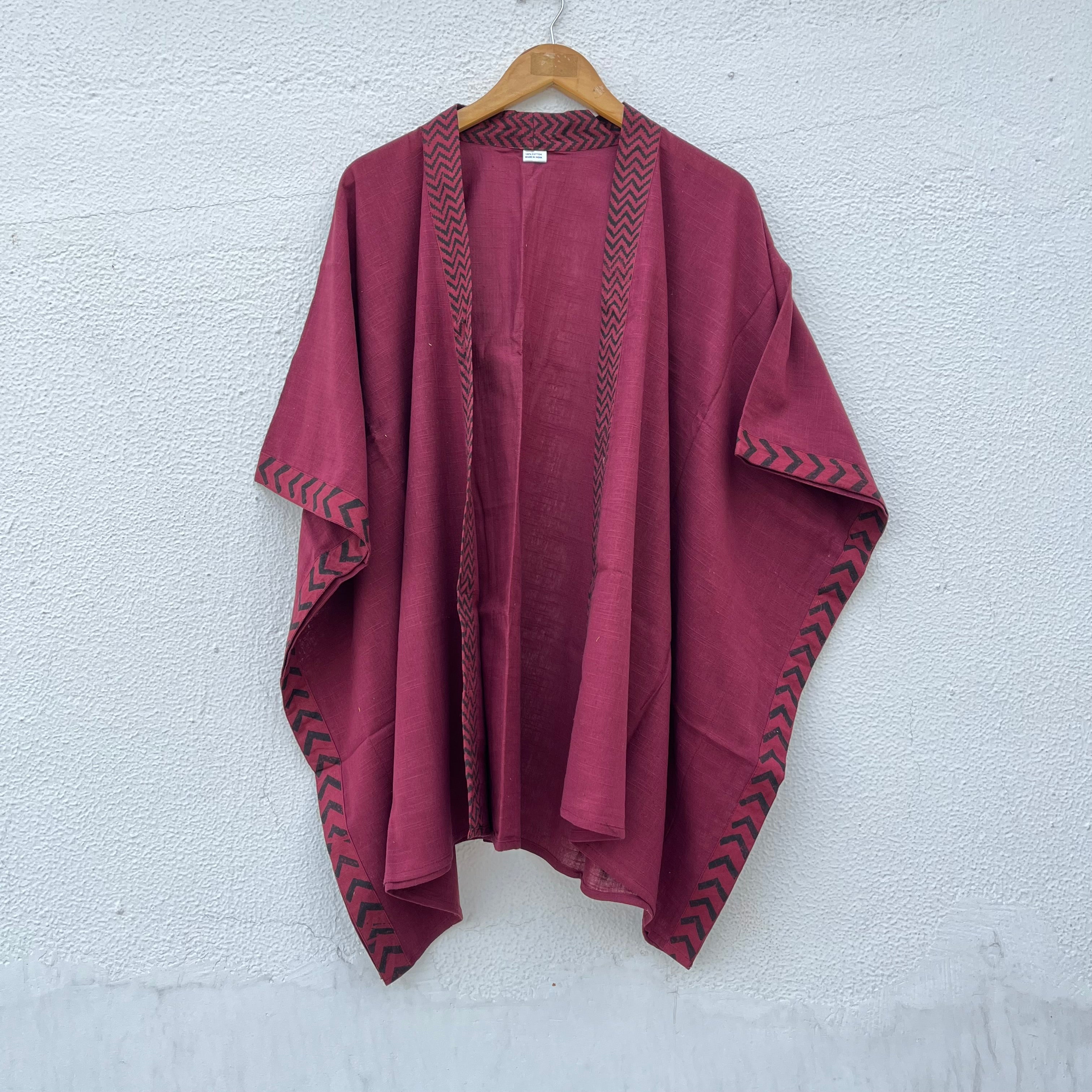 Karwaan Kaftan Cotton Shrug- Wine