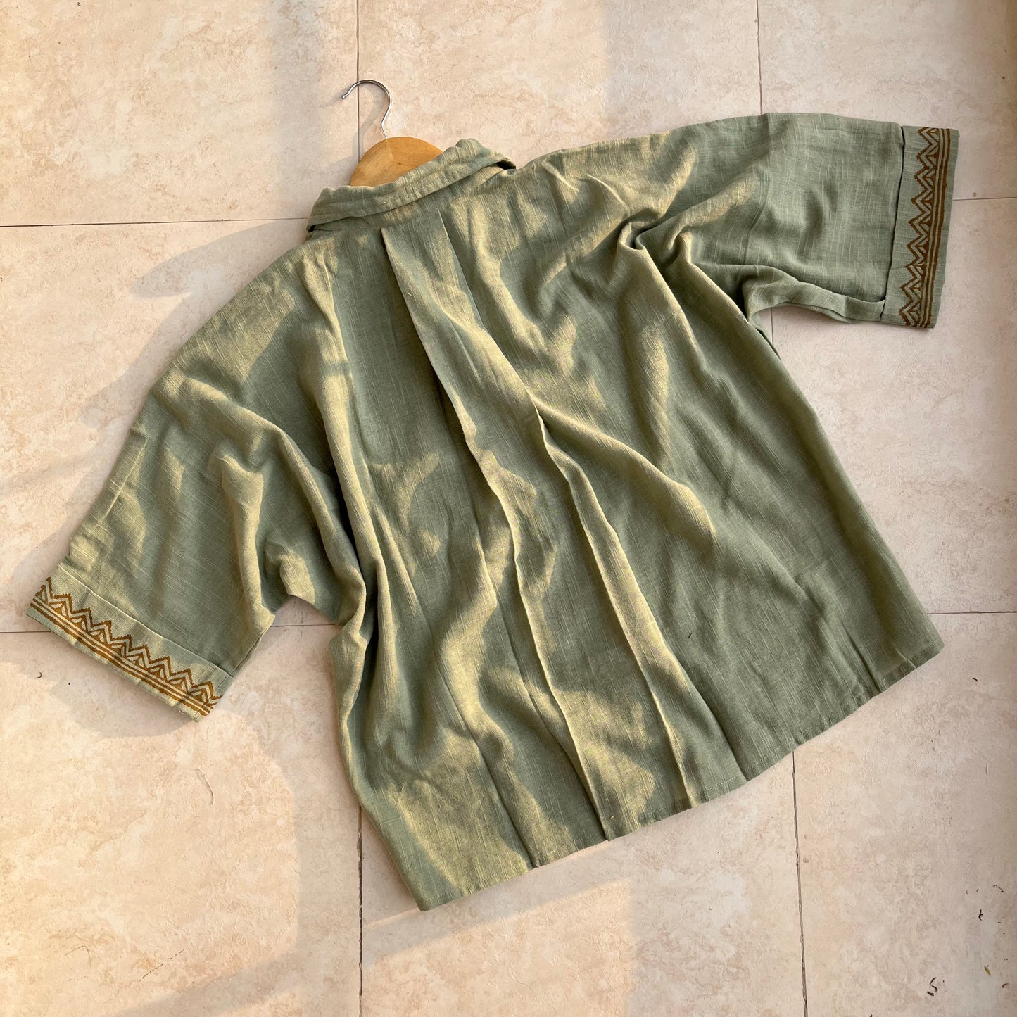 Rahgir Cotton Unisex Shirt - Sage Green