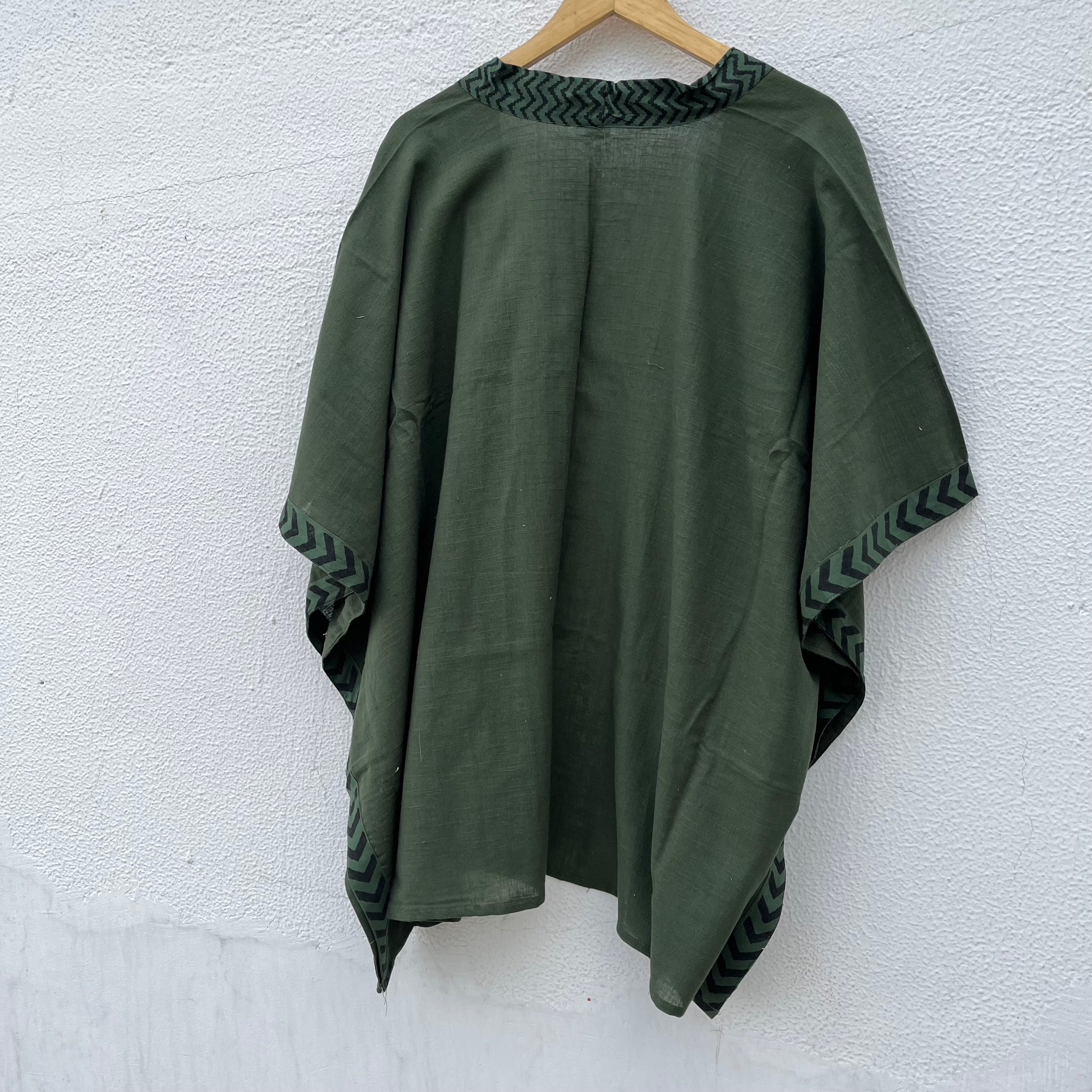 Karwaan Kaftan Cotton Shrug - Forest Green