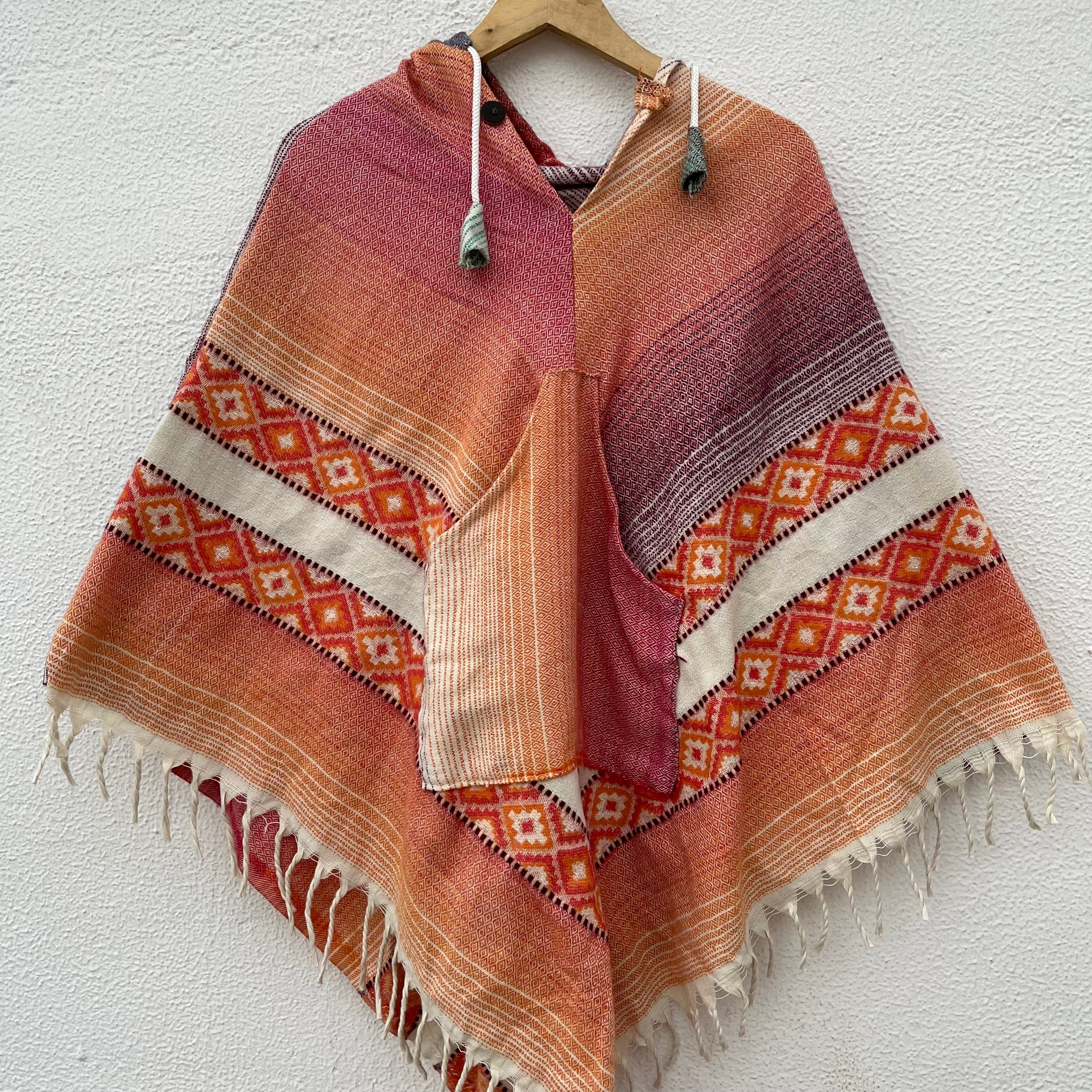 Pahadi Printed Poncho With Hood