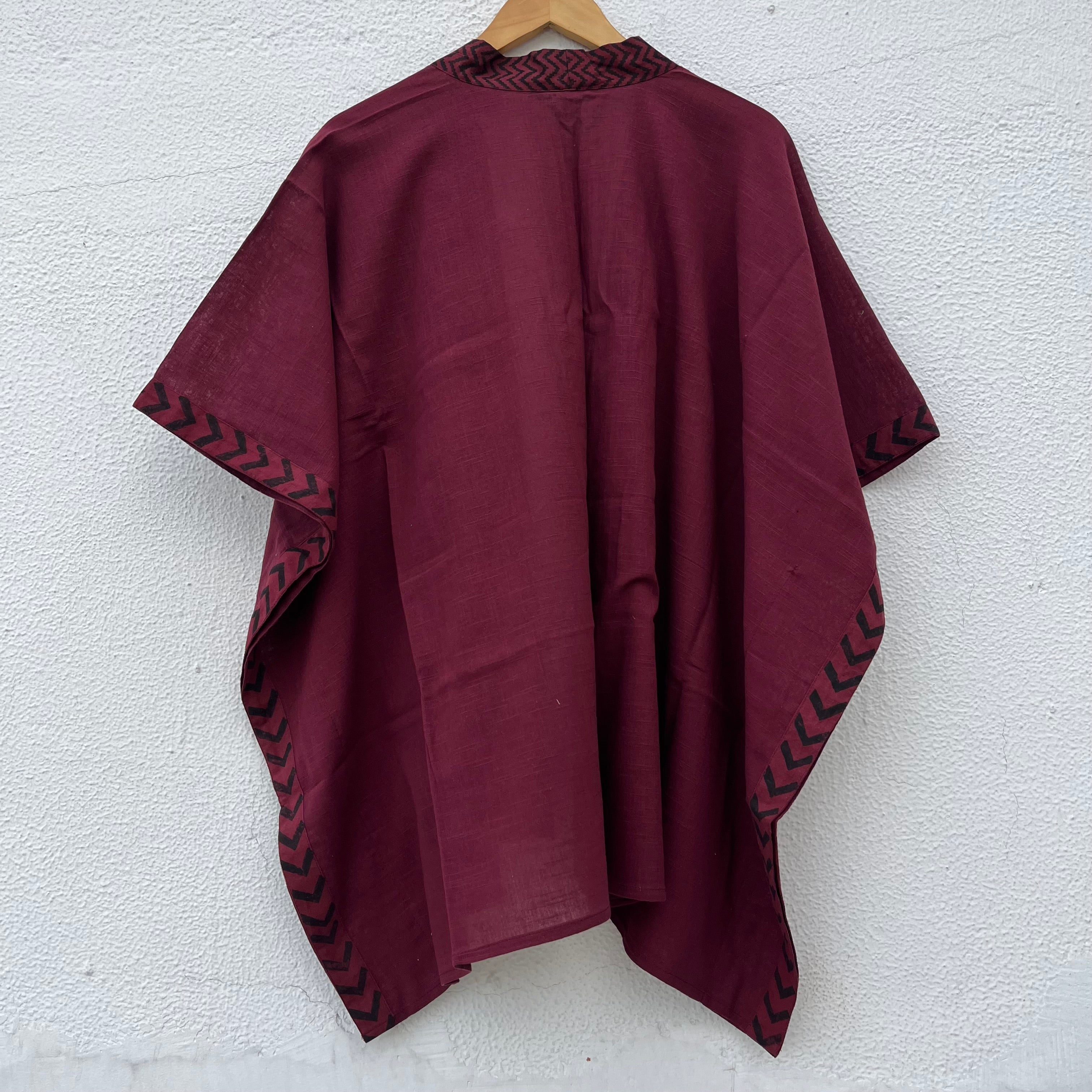 Karwaan Kaftan Cotton Shrug- Wine