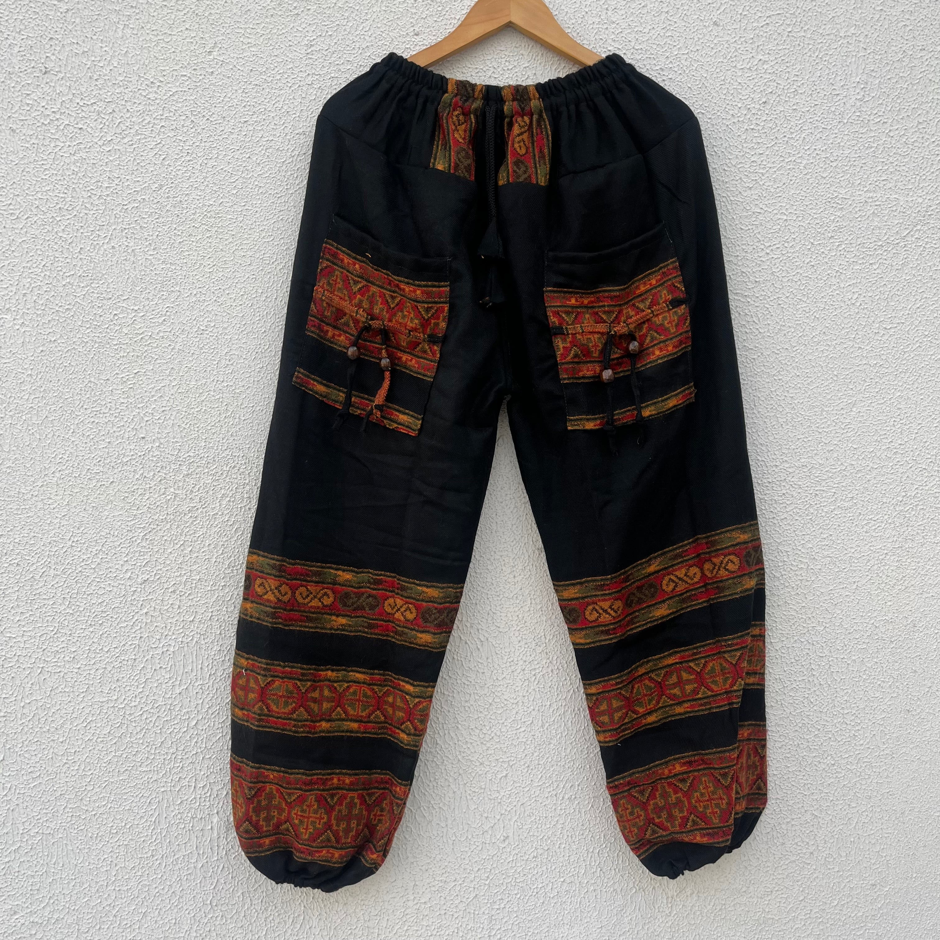 Woollen Kullu 3 Patti Pants- Black