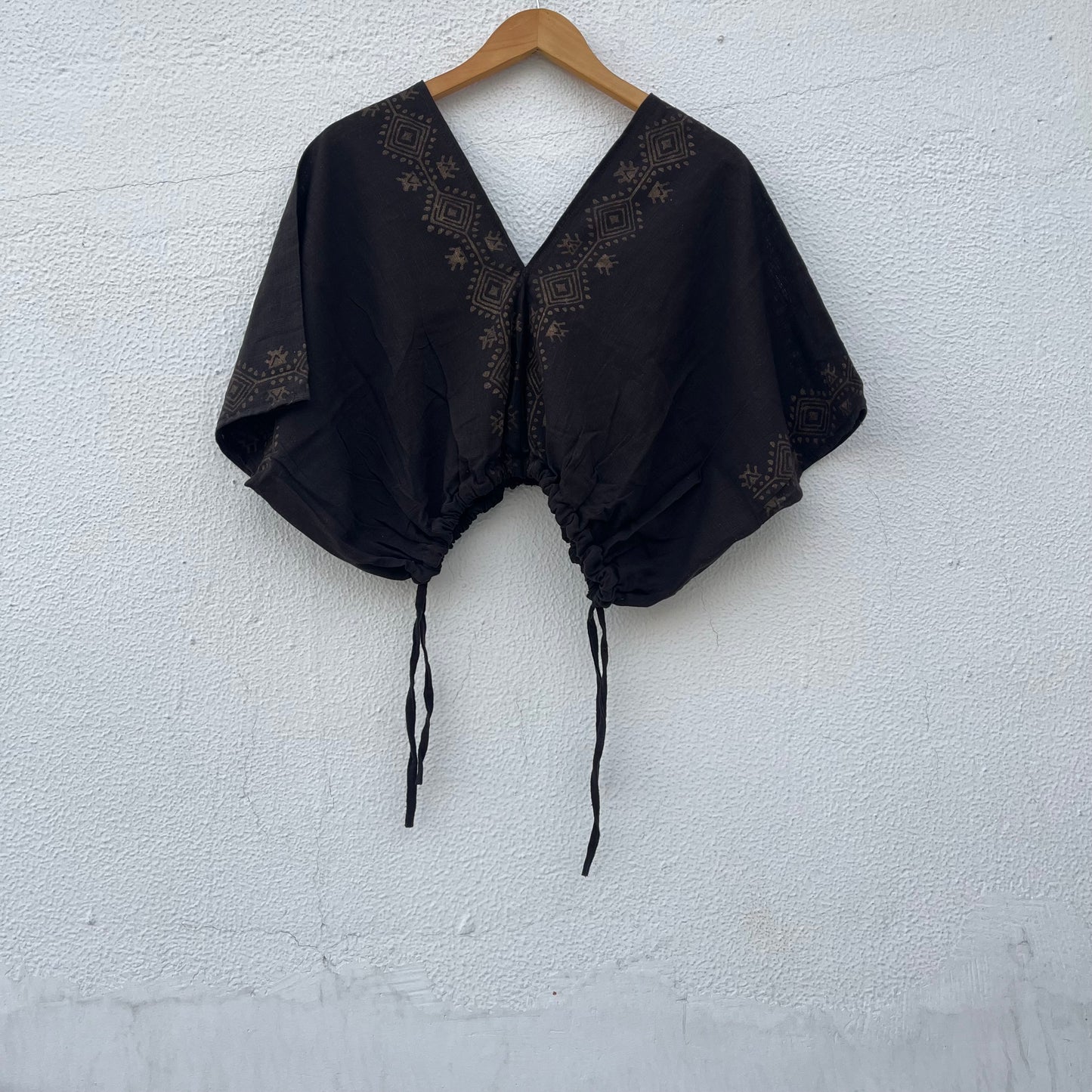 Zyra V-Neck Cotton Top - Brown
