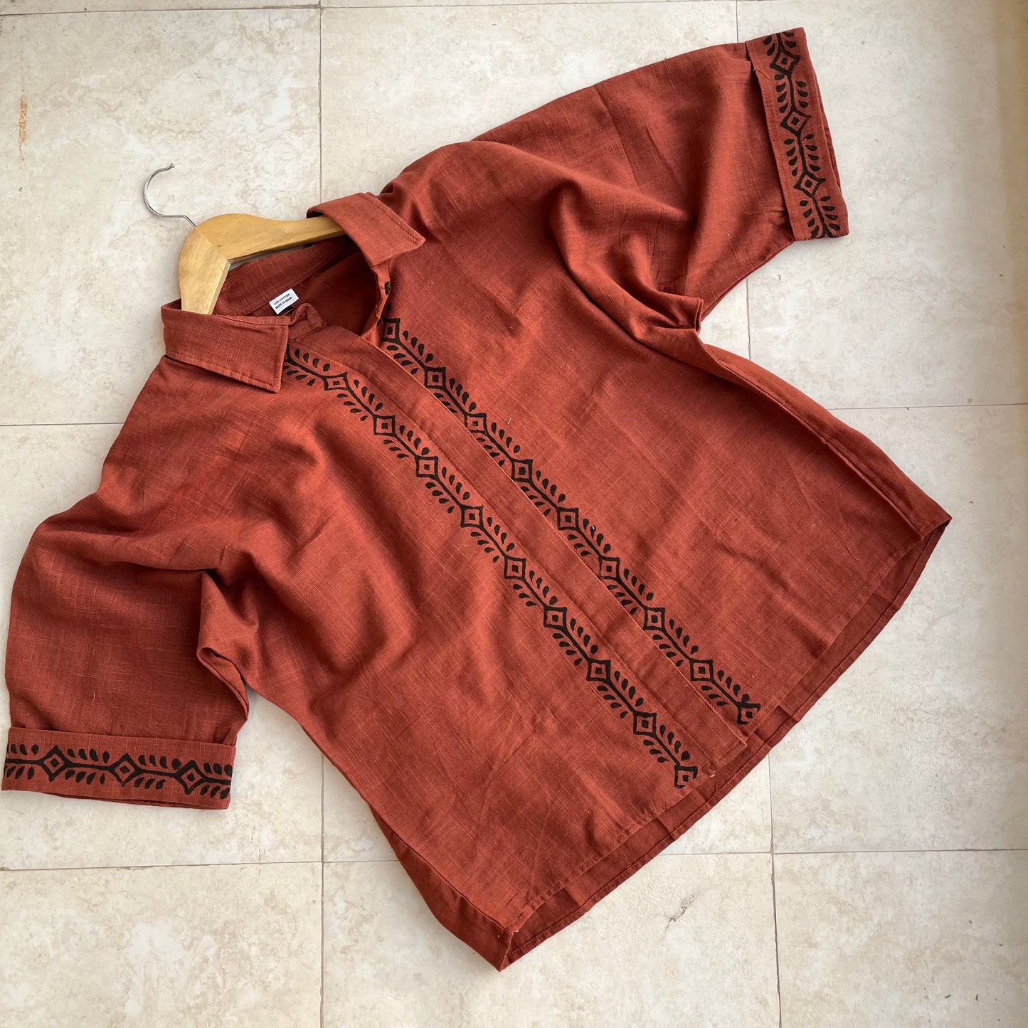 Rahgir Cotton Shirt - Rust Orange