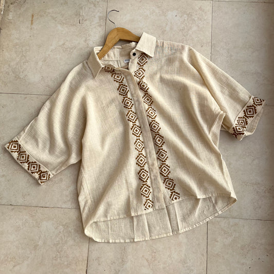 Rahgir Cotton Unisex Shirt - Warm Cream