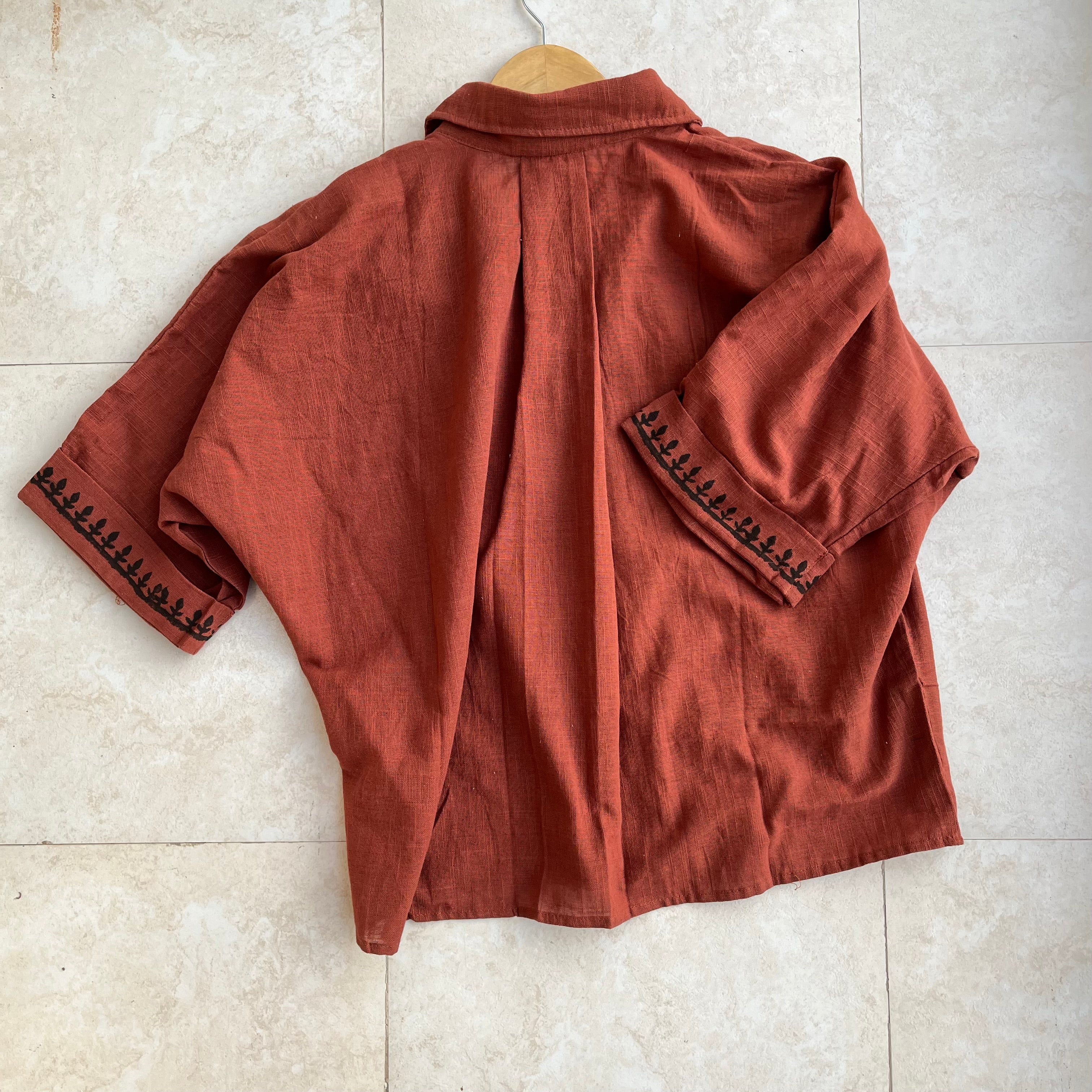 Rahgir Cotton Shirt - Rust Orange