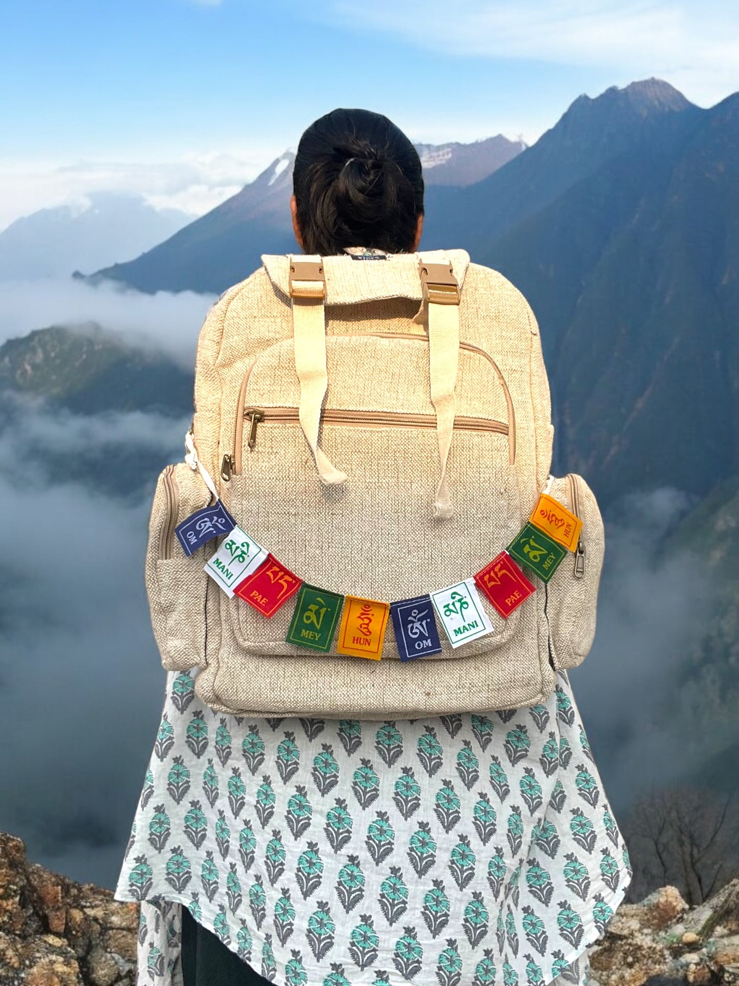 Big Jute Backpack with Flag