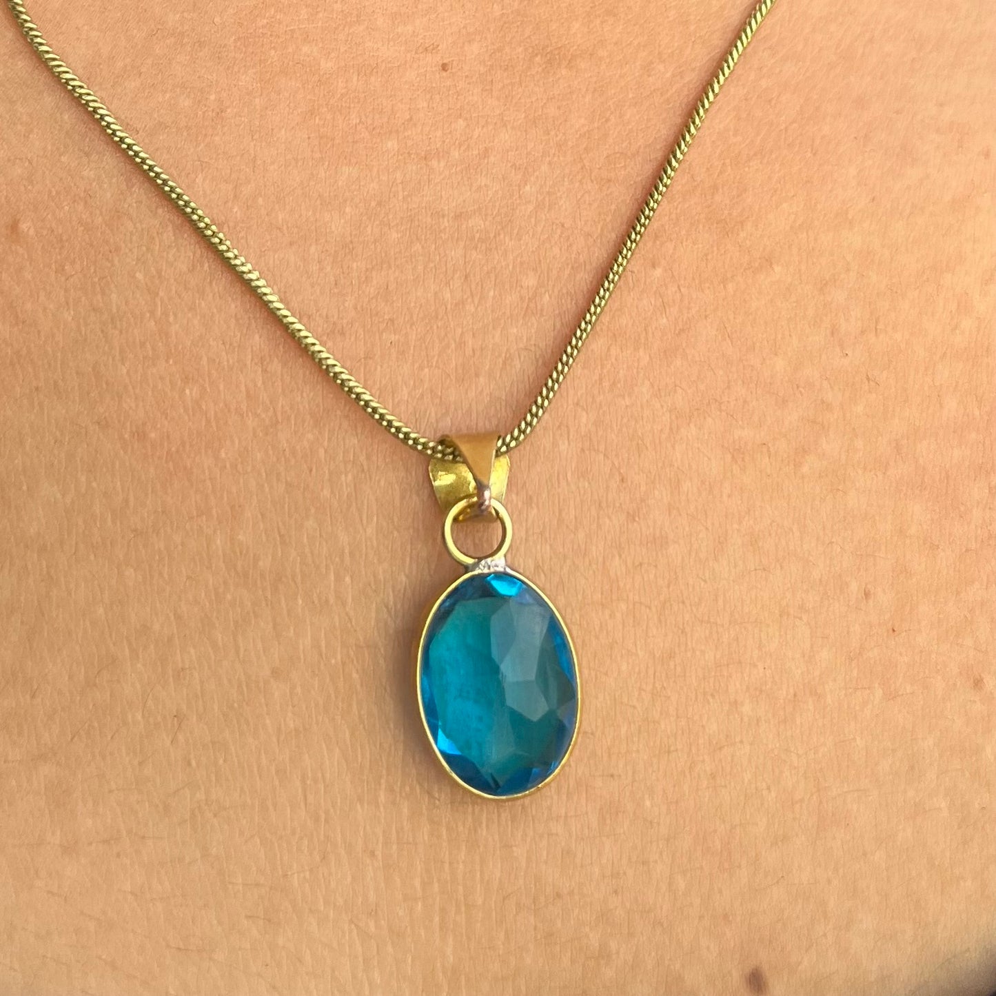 Blue Topaz Pendant & Chain
