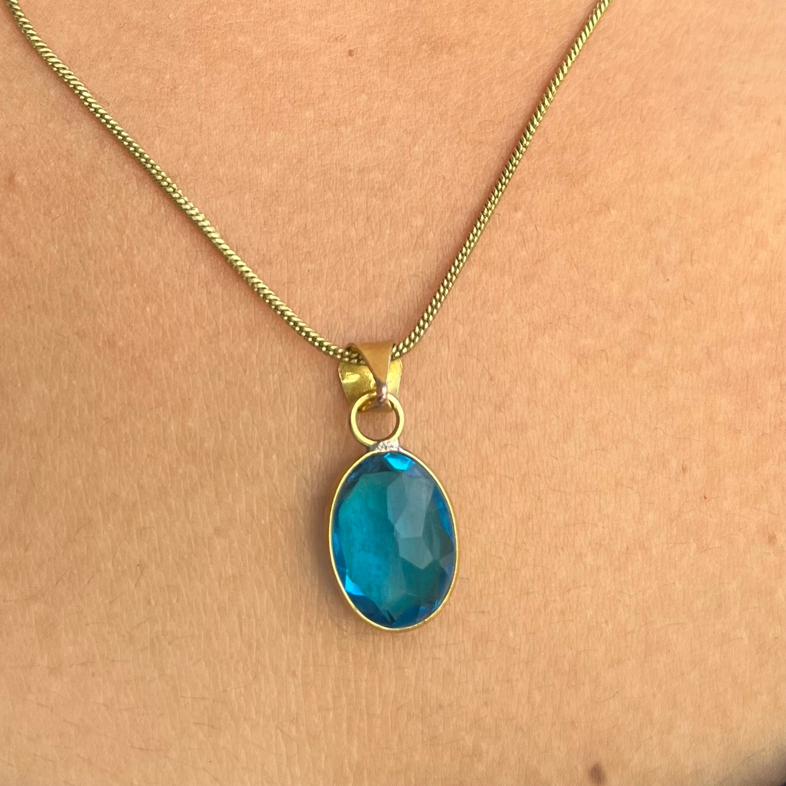 Blue Topaz Pendant & Chain