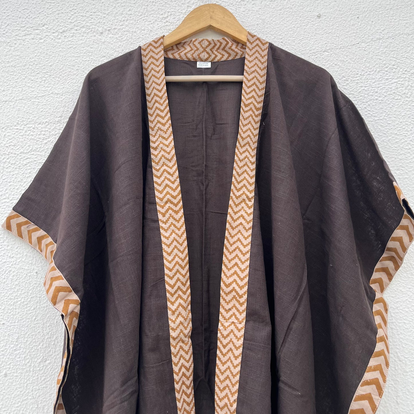 Karwaan Kaftan Cotton Shrug- Brown