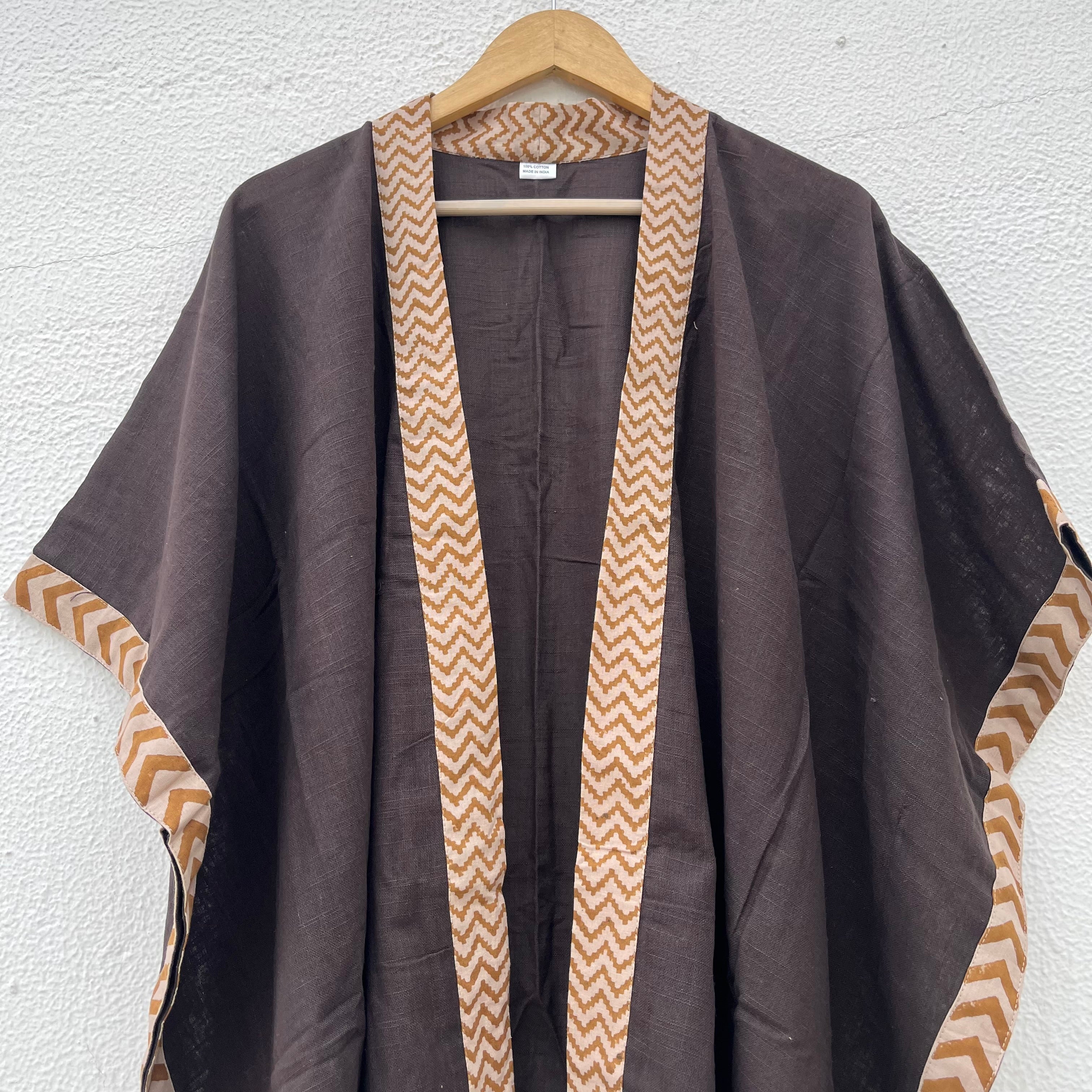 Karwaan Kaftan Cotton Shrug- Brown