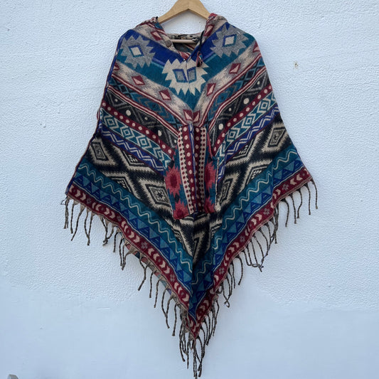 Pahadi Printed Poncho With Hood