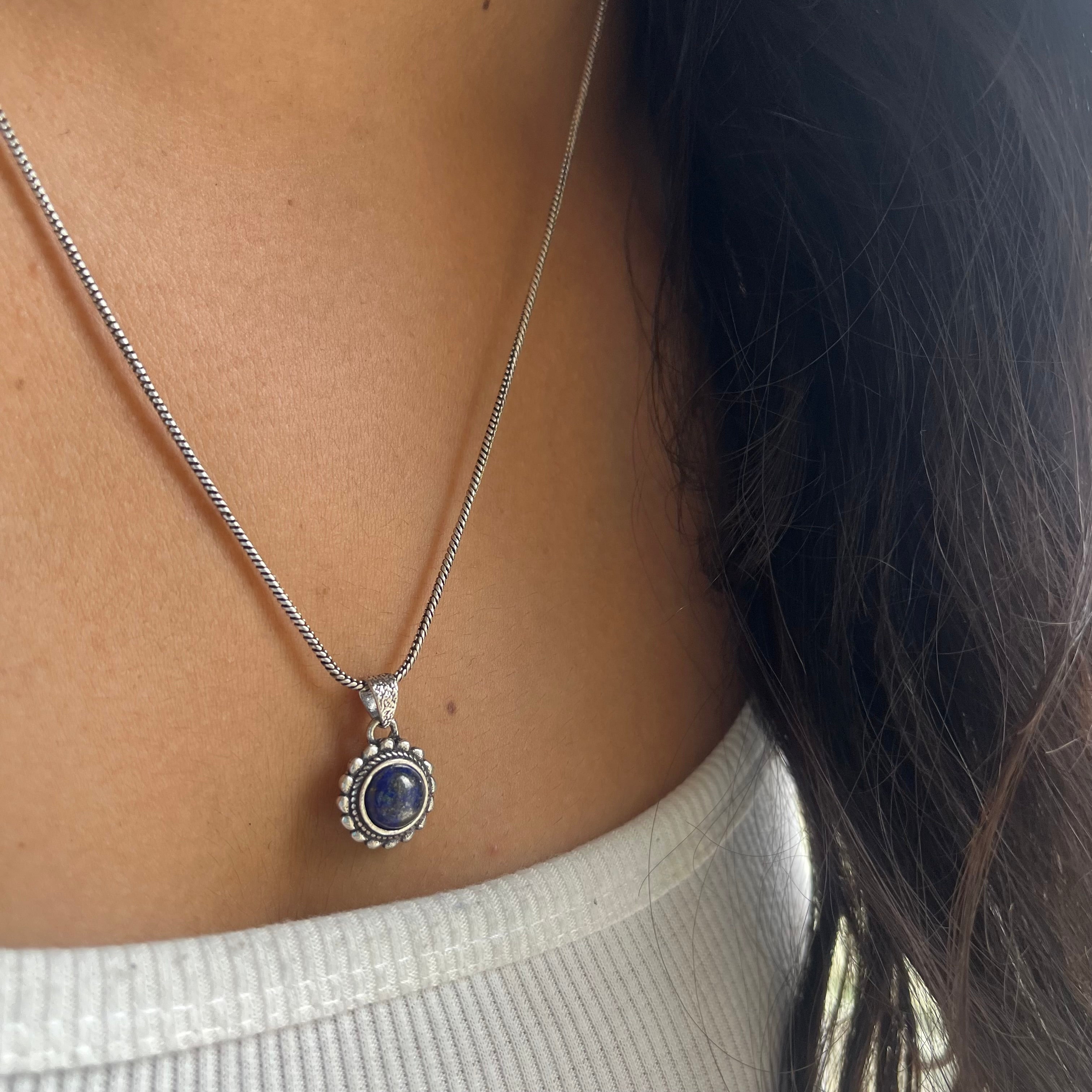 Lapis Stone Pendant & Chain