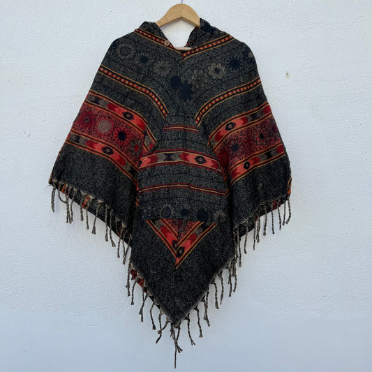Pahadi Printed Poncho With Hood