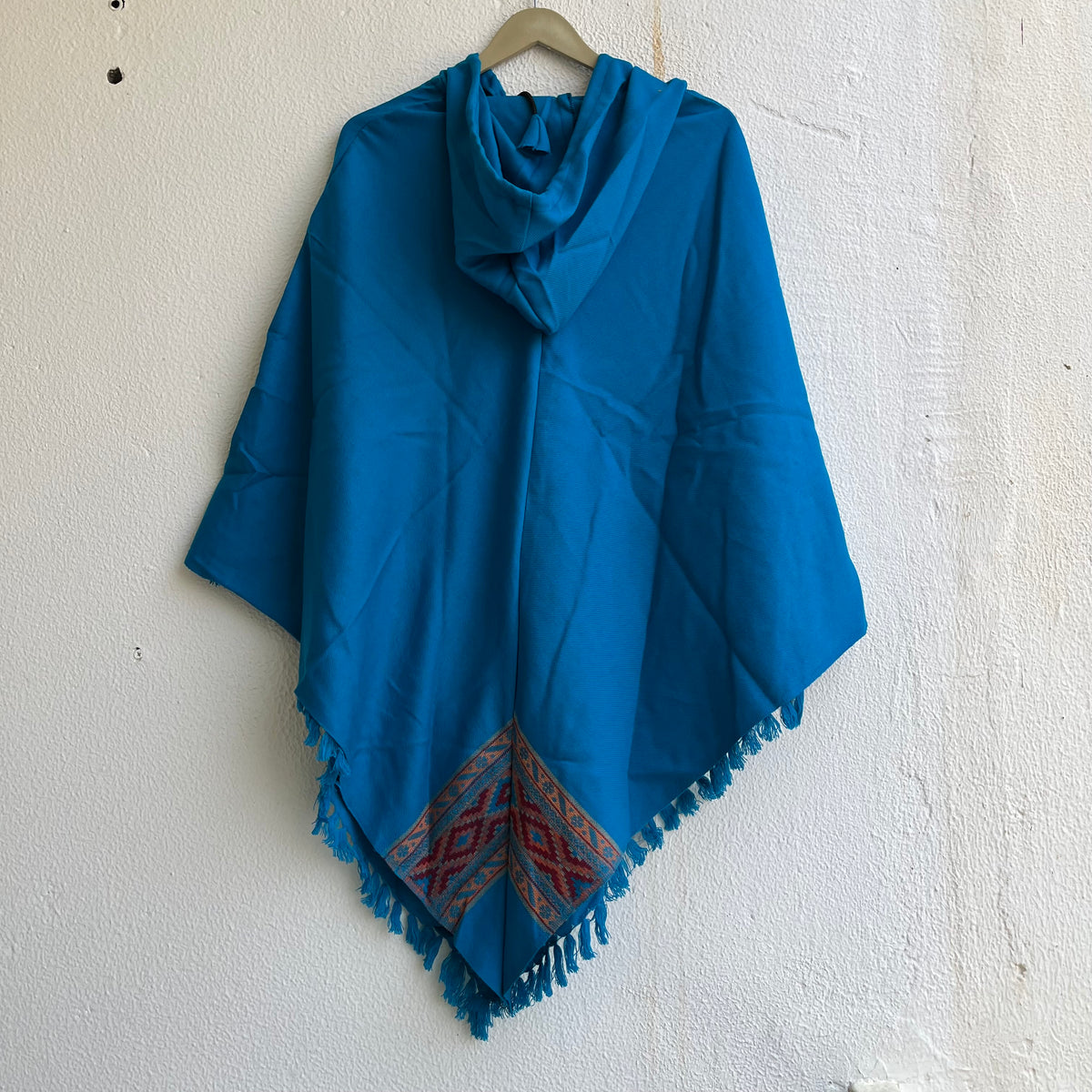 Woollen Pahadi Poncho - Sea Blue