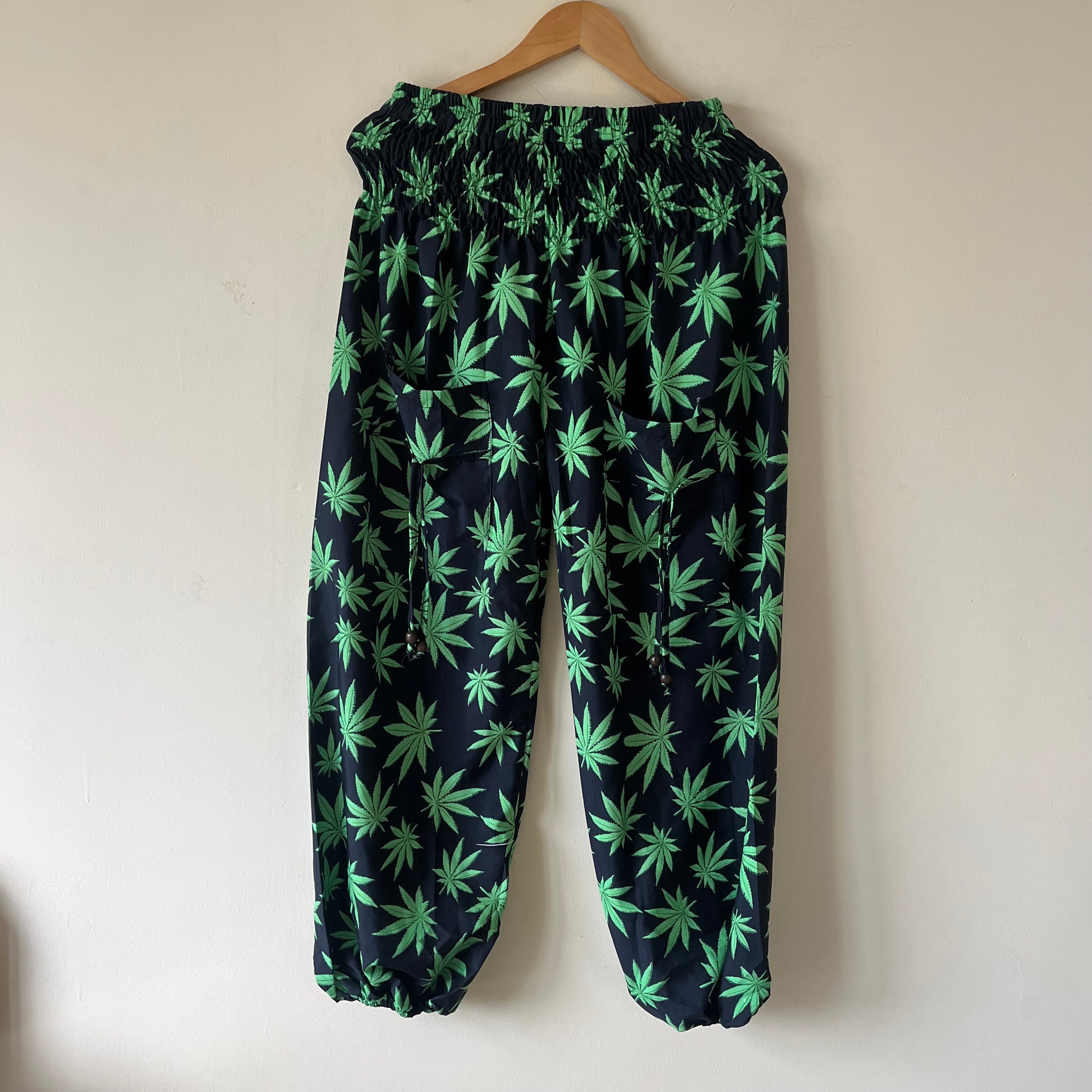 Hemp Leaf Pants - Green (Big Elastic)