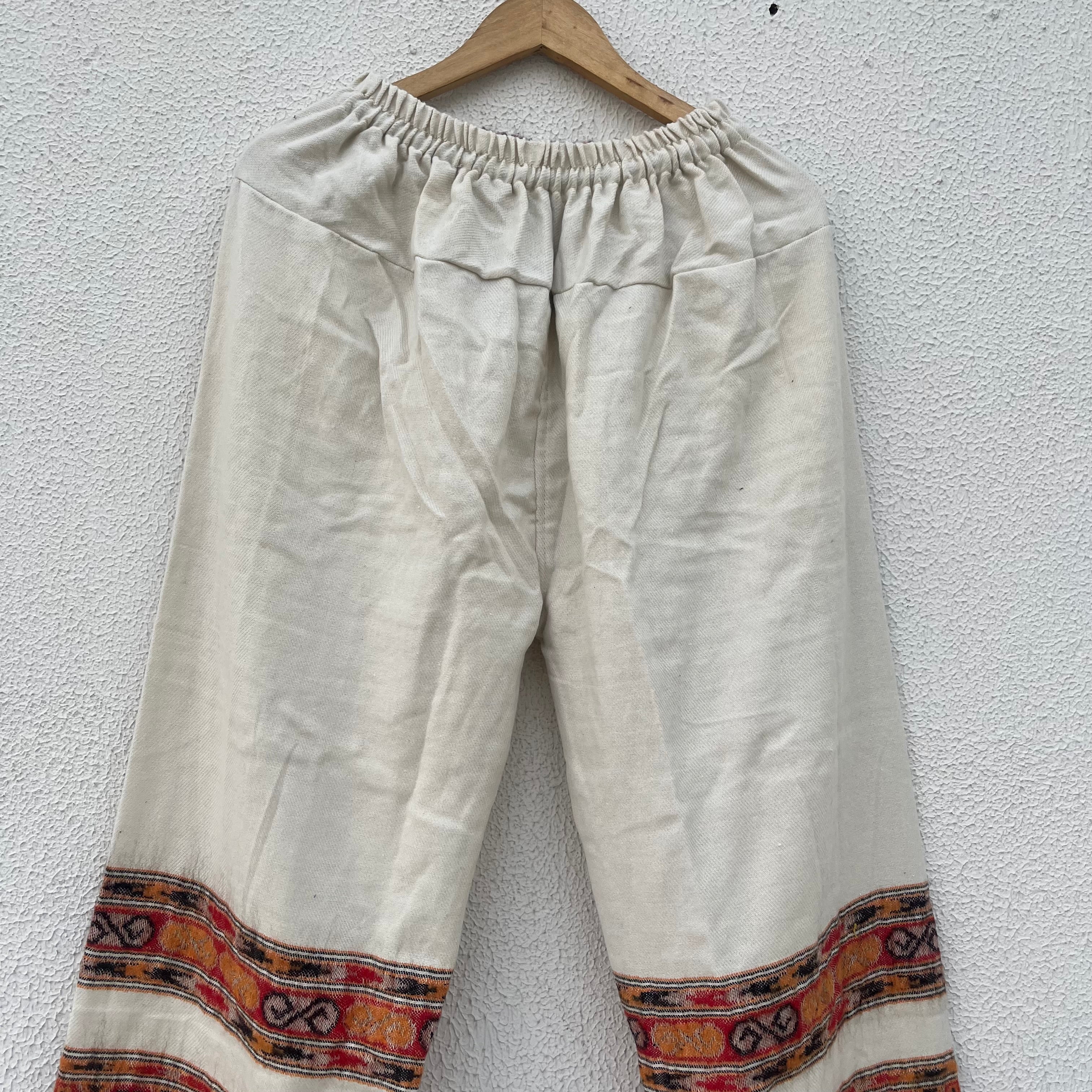 Woollen Kullu 3 Patti Pants- White