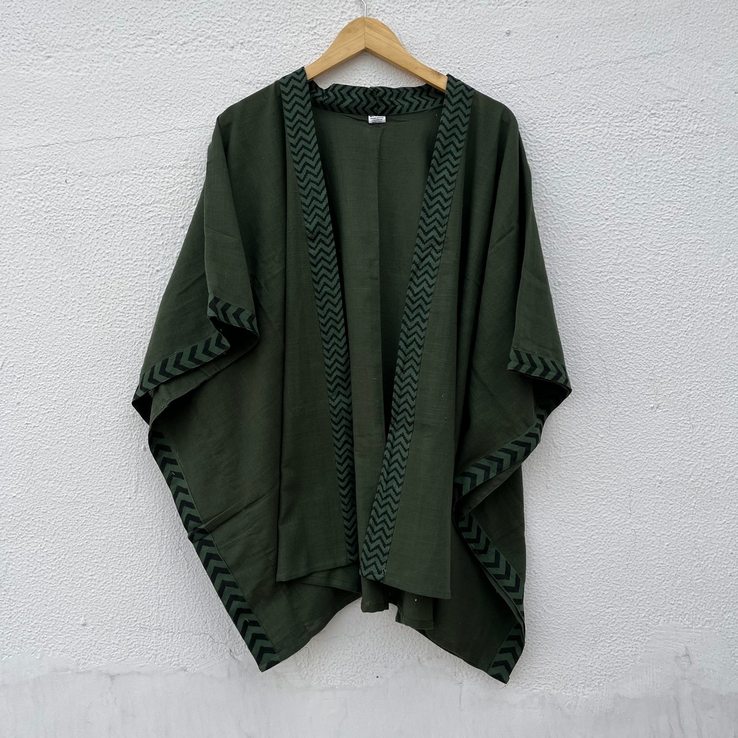 Karwaan Kaftan Cotton Shrug - Forest Green