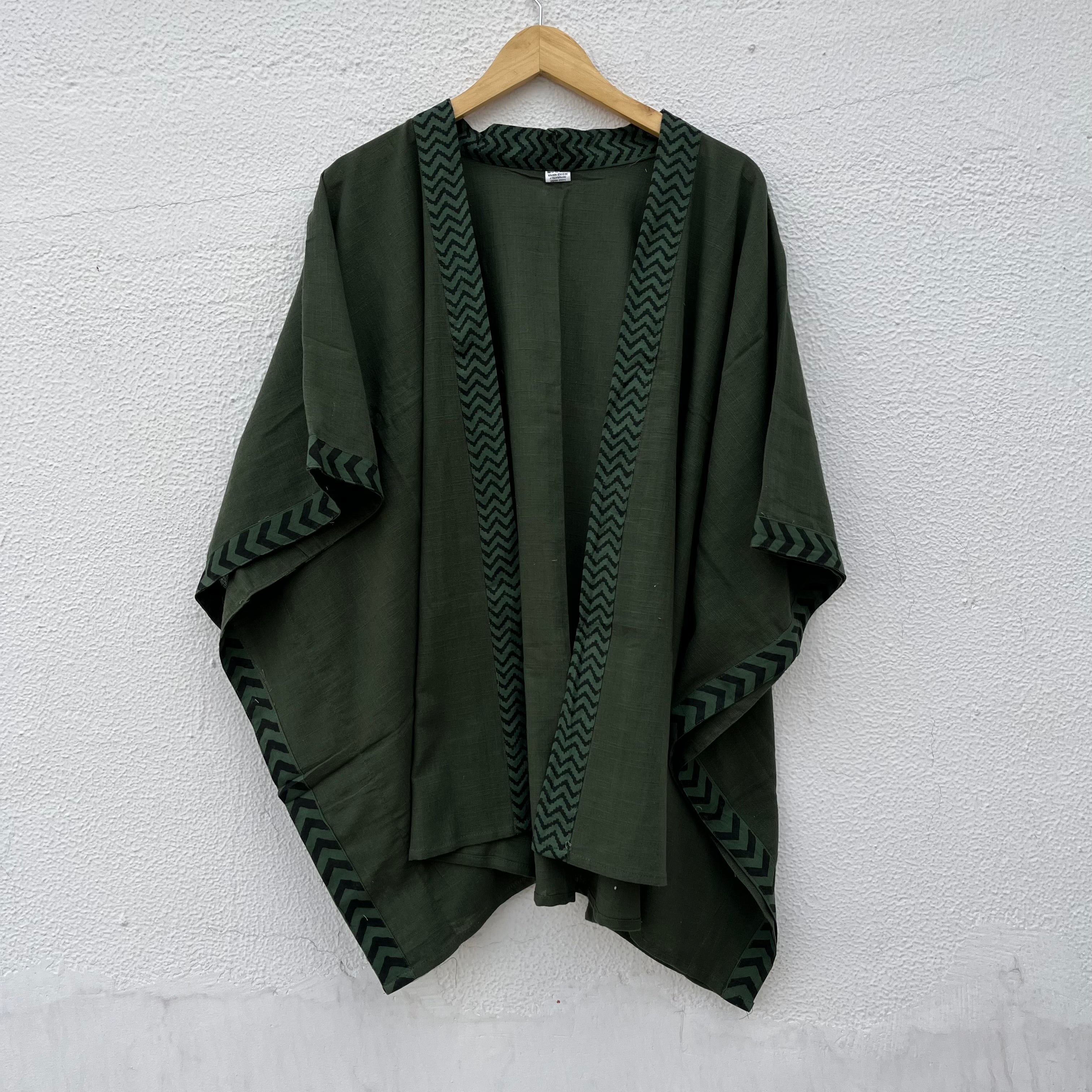 Karwaan Kaftan Cotton Shrug - Forest Green