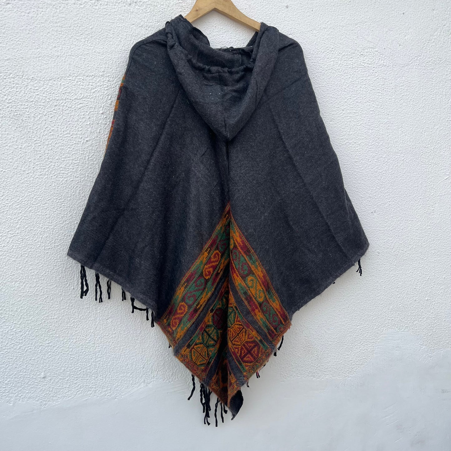 Pahadi Poncho 3 Patti with Hood - Charcoal