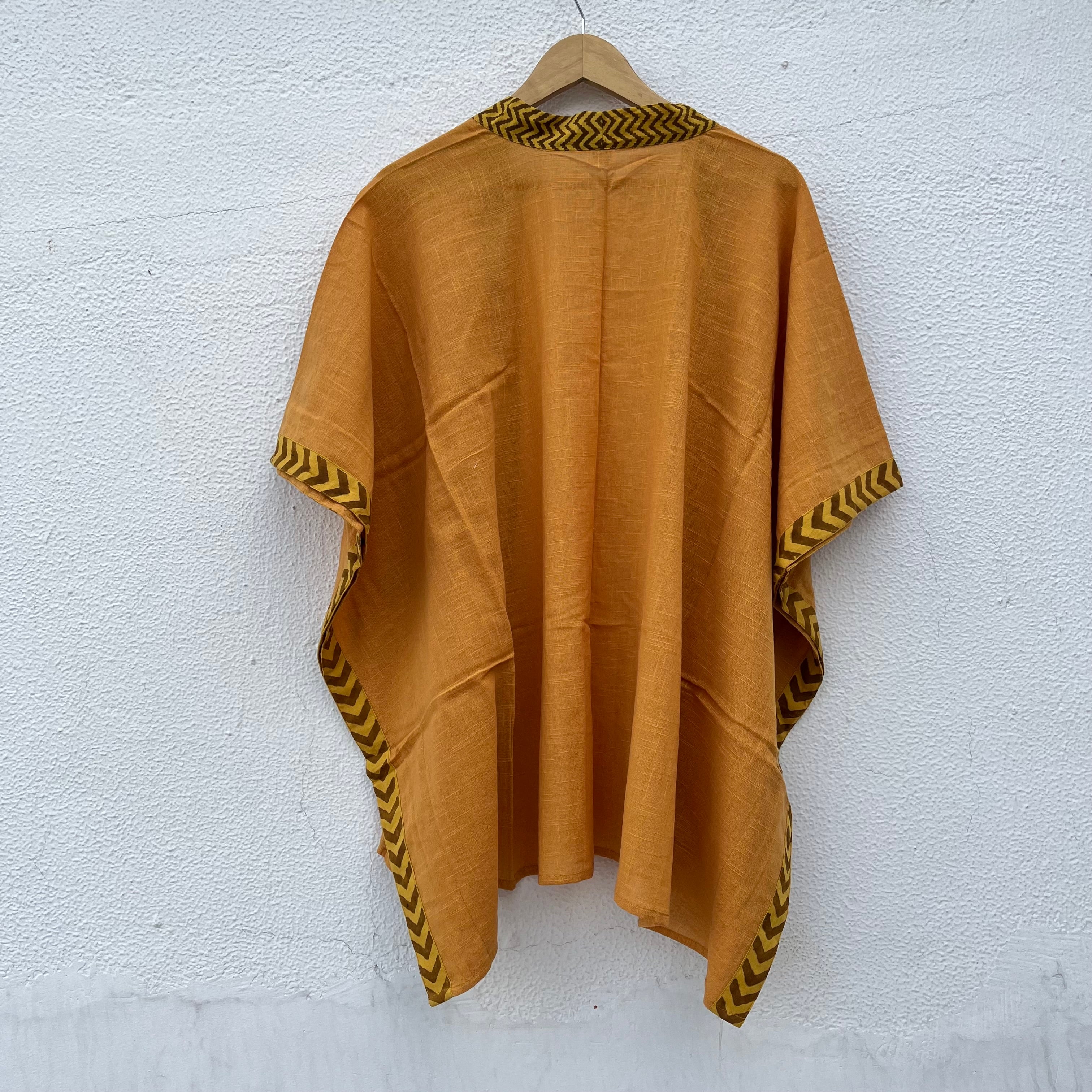 Karwaan Kaftan Cotton Shrug- Mustard