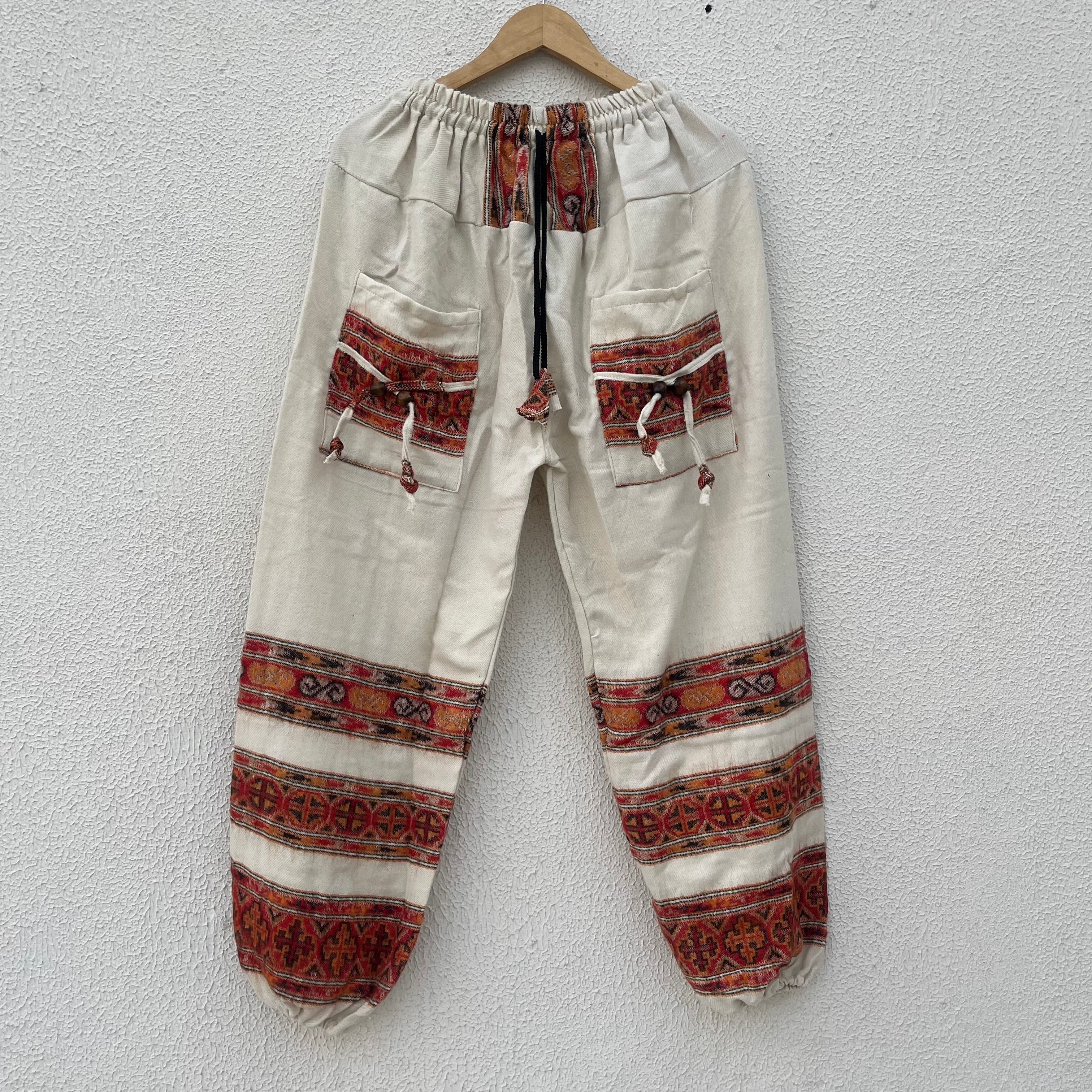 Woollen Kullu 3 Patti Pants- White