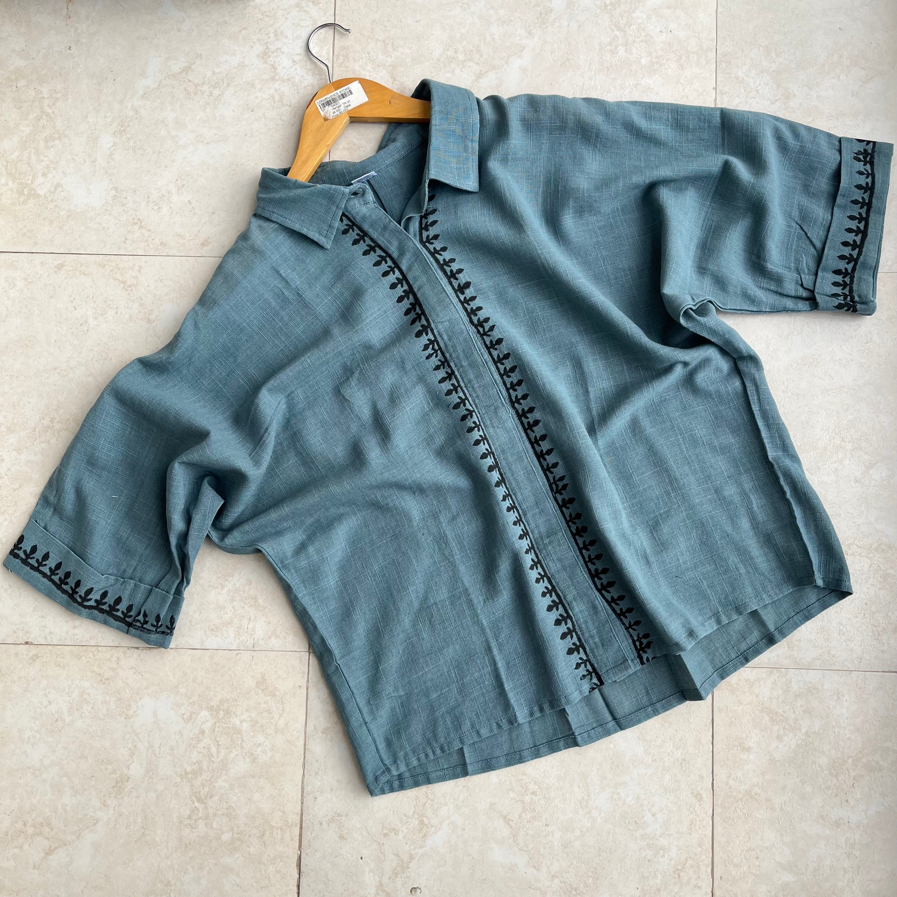 Rahgir Cotton Unisex Shirt - Dusty Teal