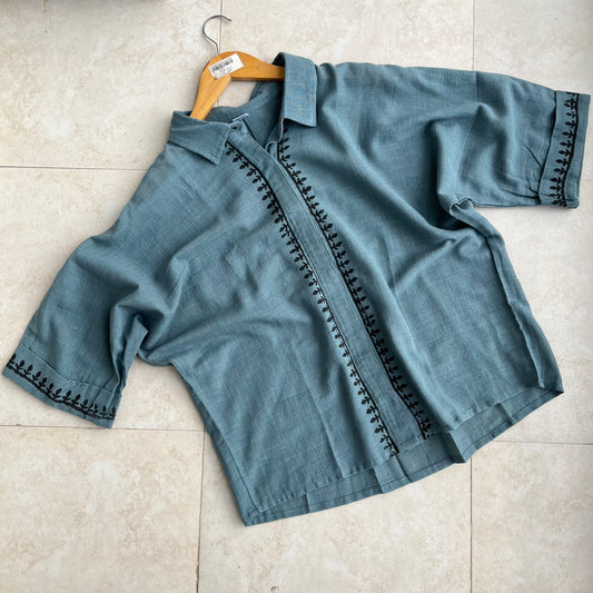 Rahgir Cotton Unisex Unisex Shirt - Dusty Teal