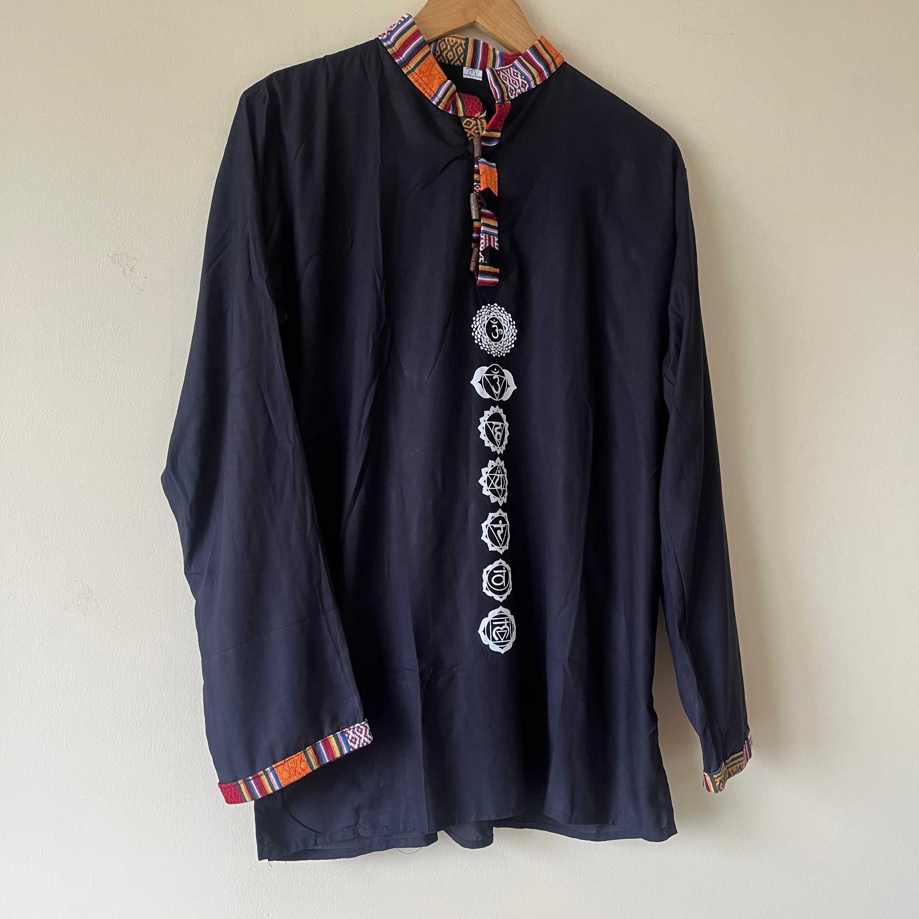 7 Chakra Kurta -Black (White Chakra)
