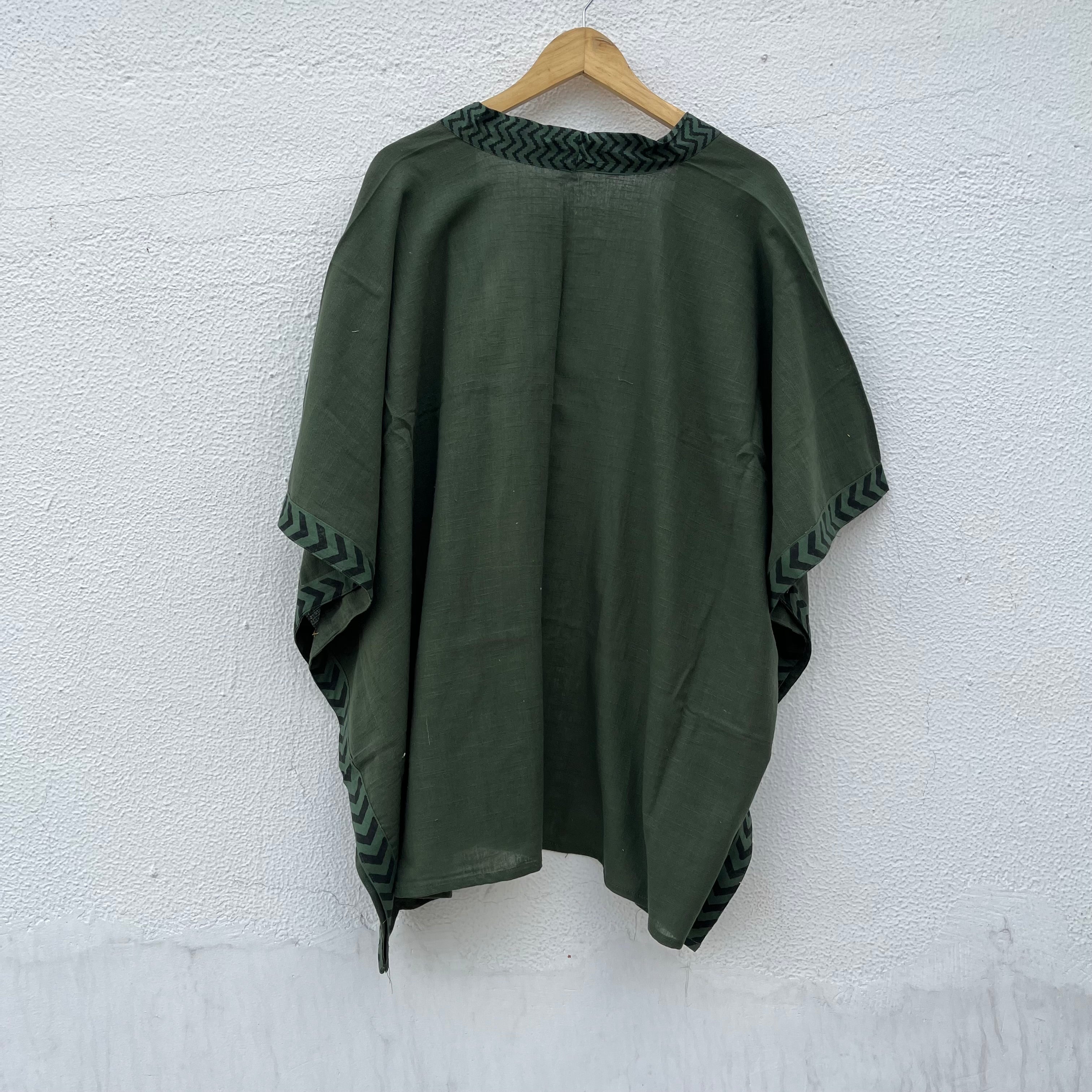 Karwaan Kaftan Cotton Shrug - Forest Green