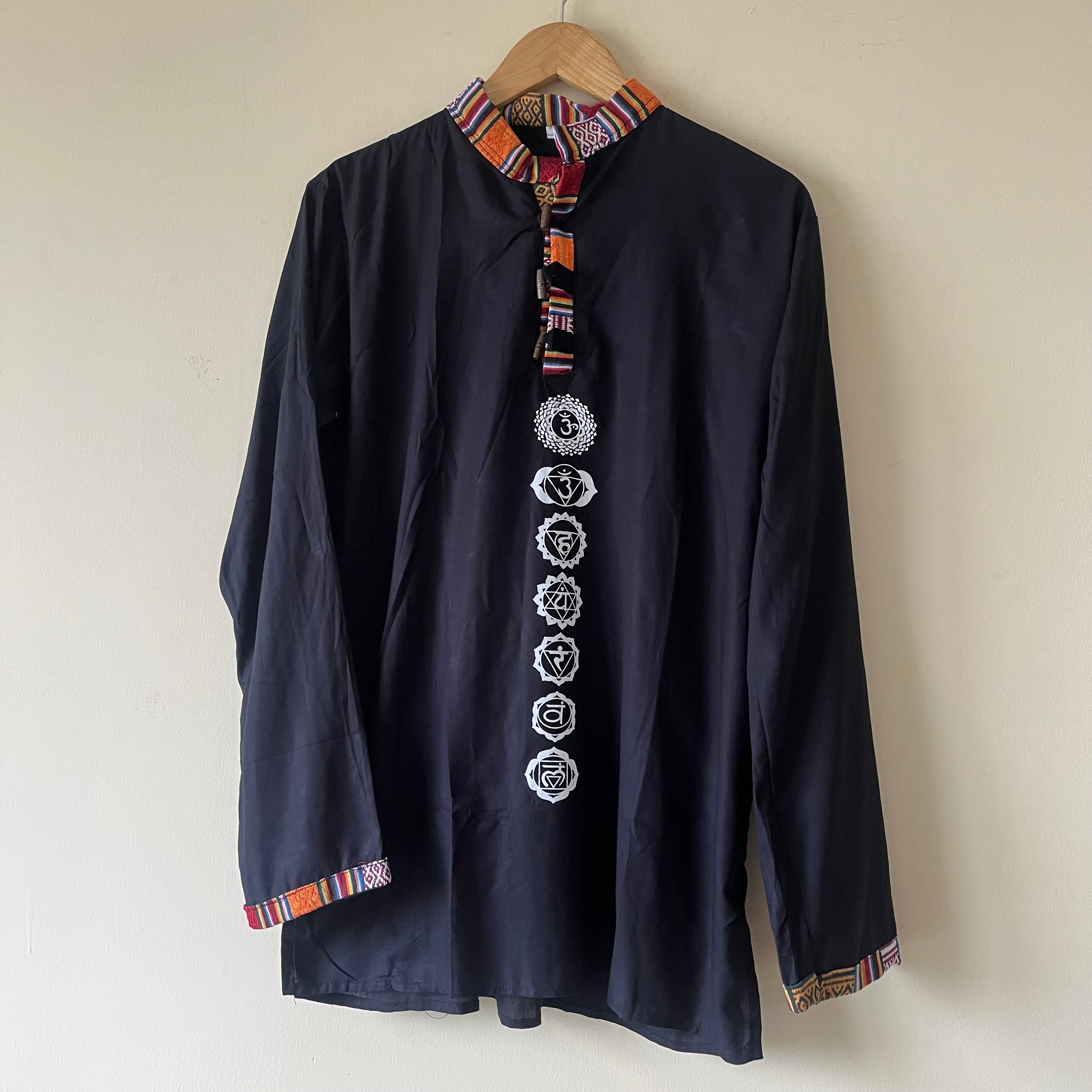 7 Chakra Kurta -Black (White Chakra)
