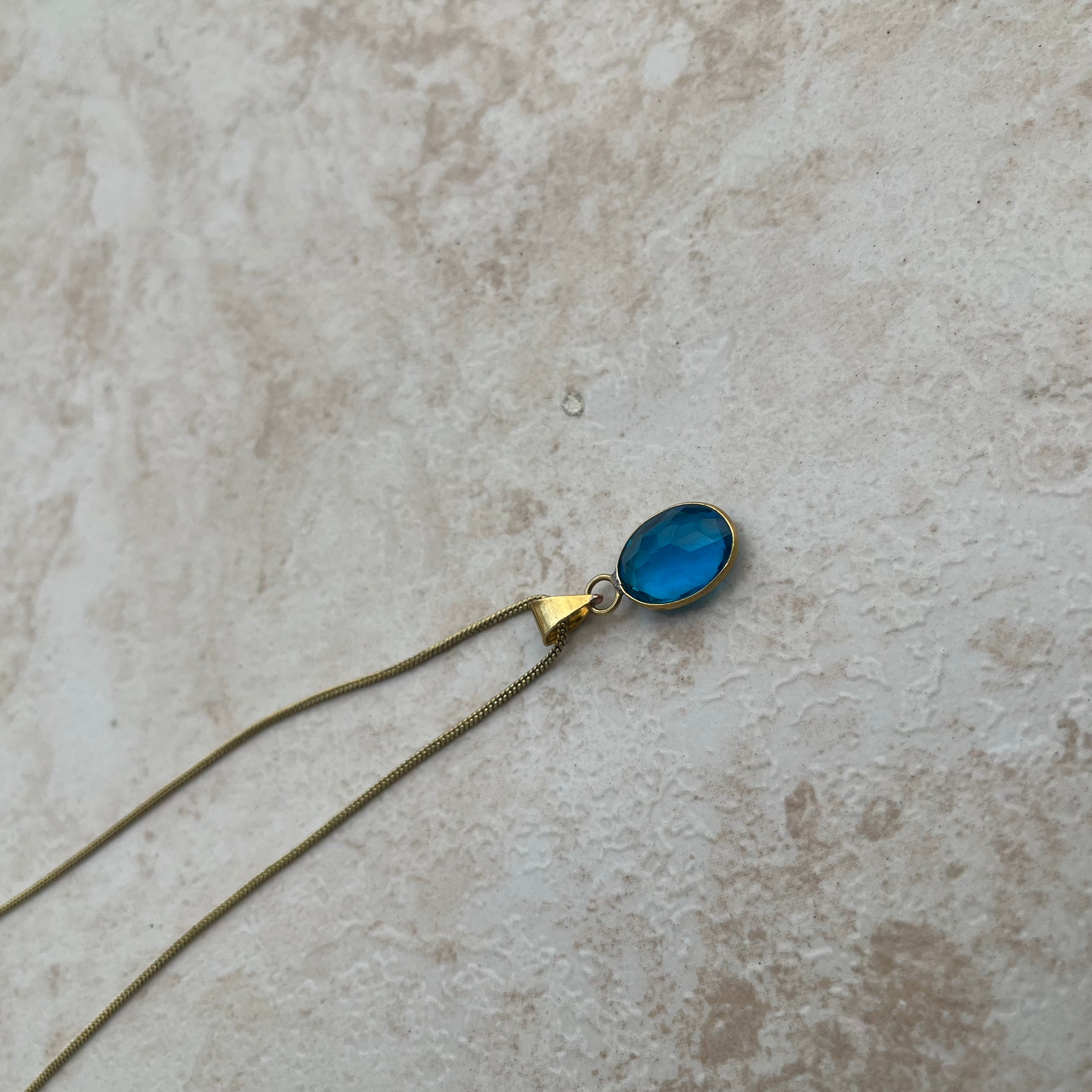 Blue Topaz Pendant & Chain