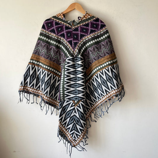 Pahadi Printed Poncho With Hood