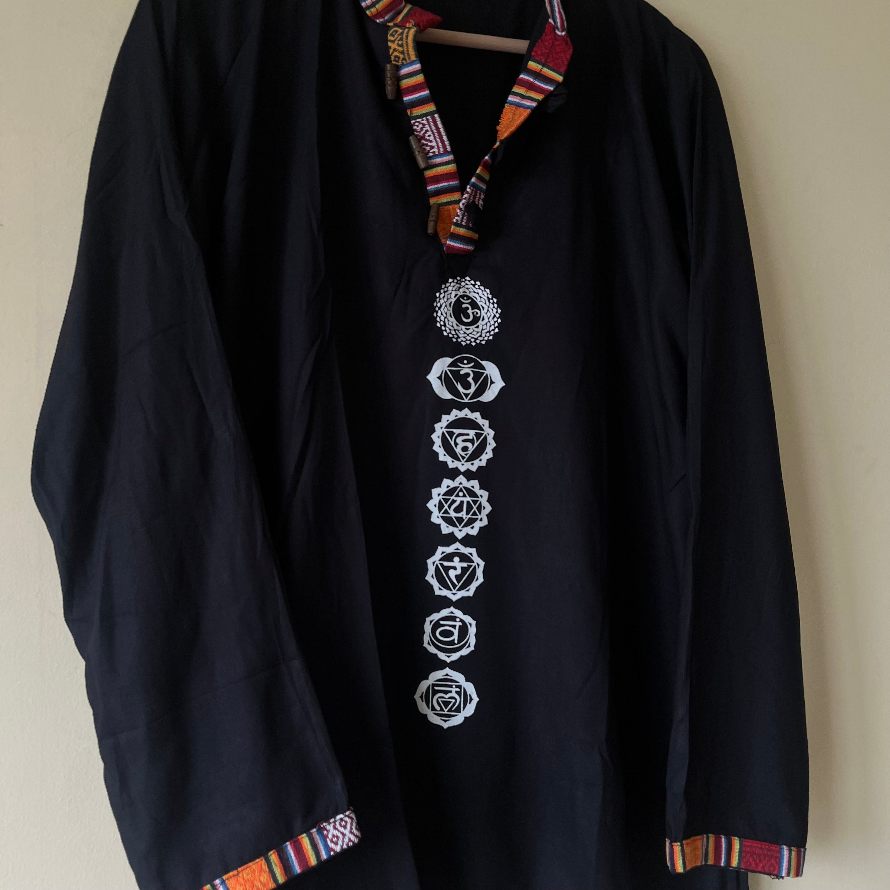 7 Chakra Kurta -Black (White Chakra)