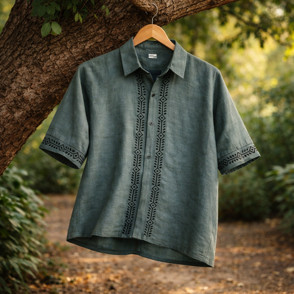 Rahgir Cotton Unisex Shirt - Dusty teal
