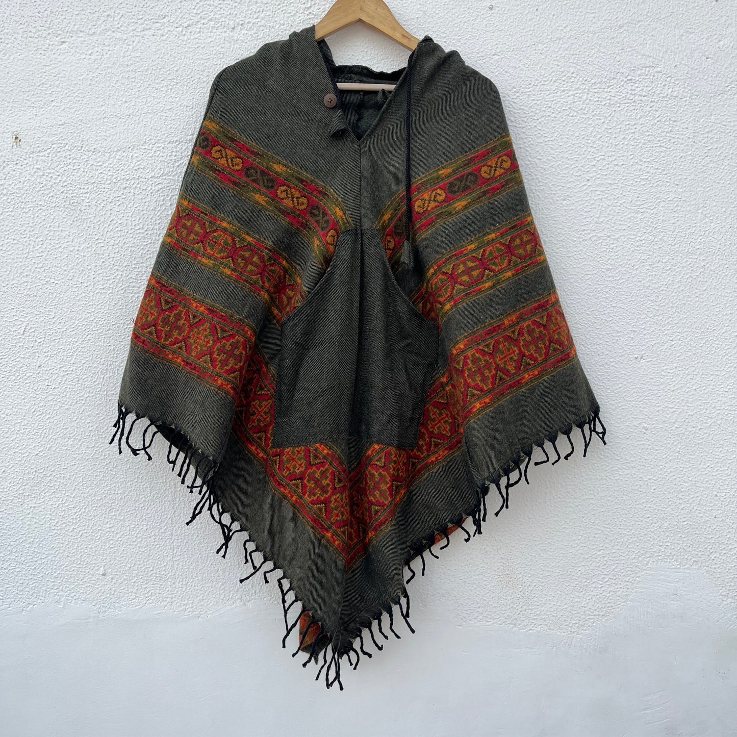 Pahadi Poncho 3 Patti with Hood - Green