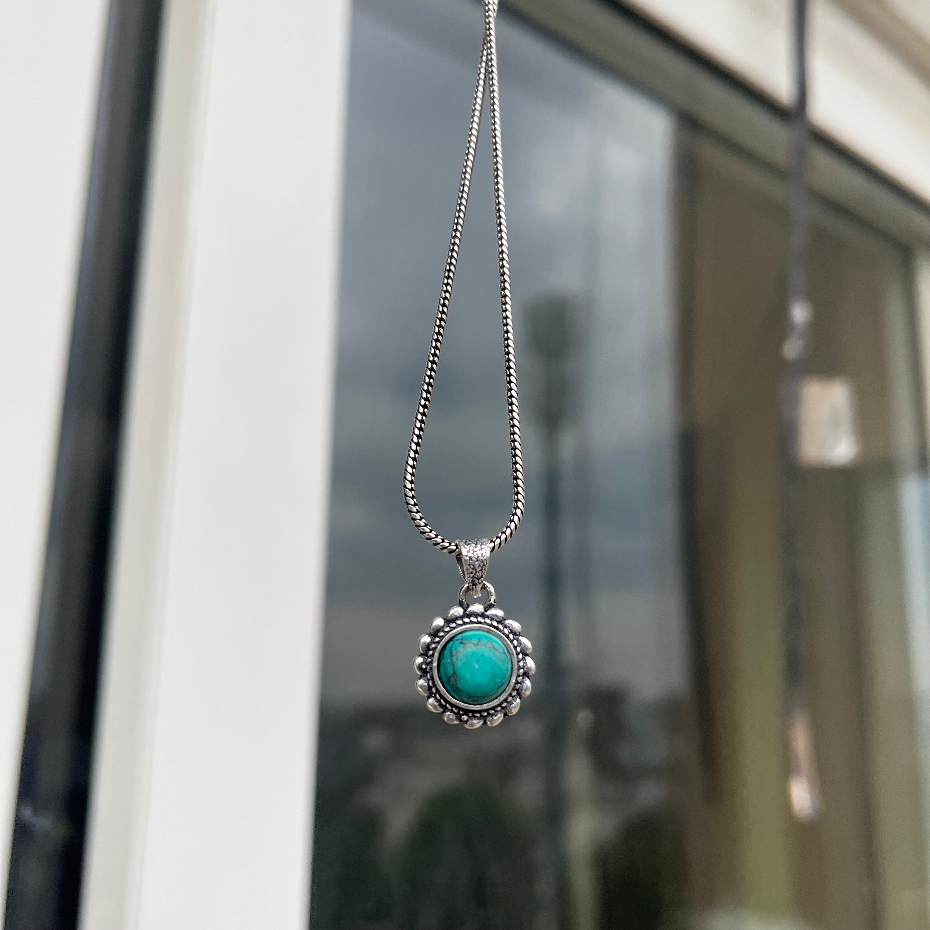 Turquoise Stone Pendant & Chain
