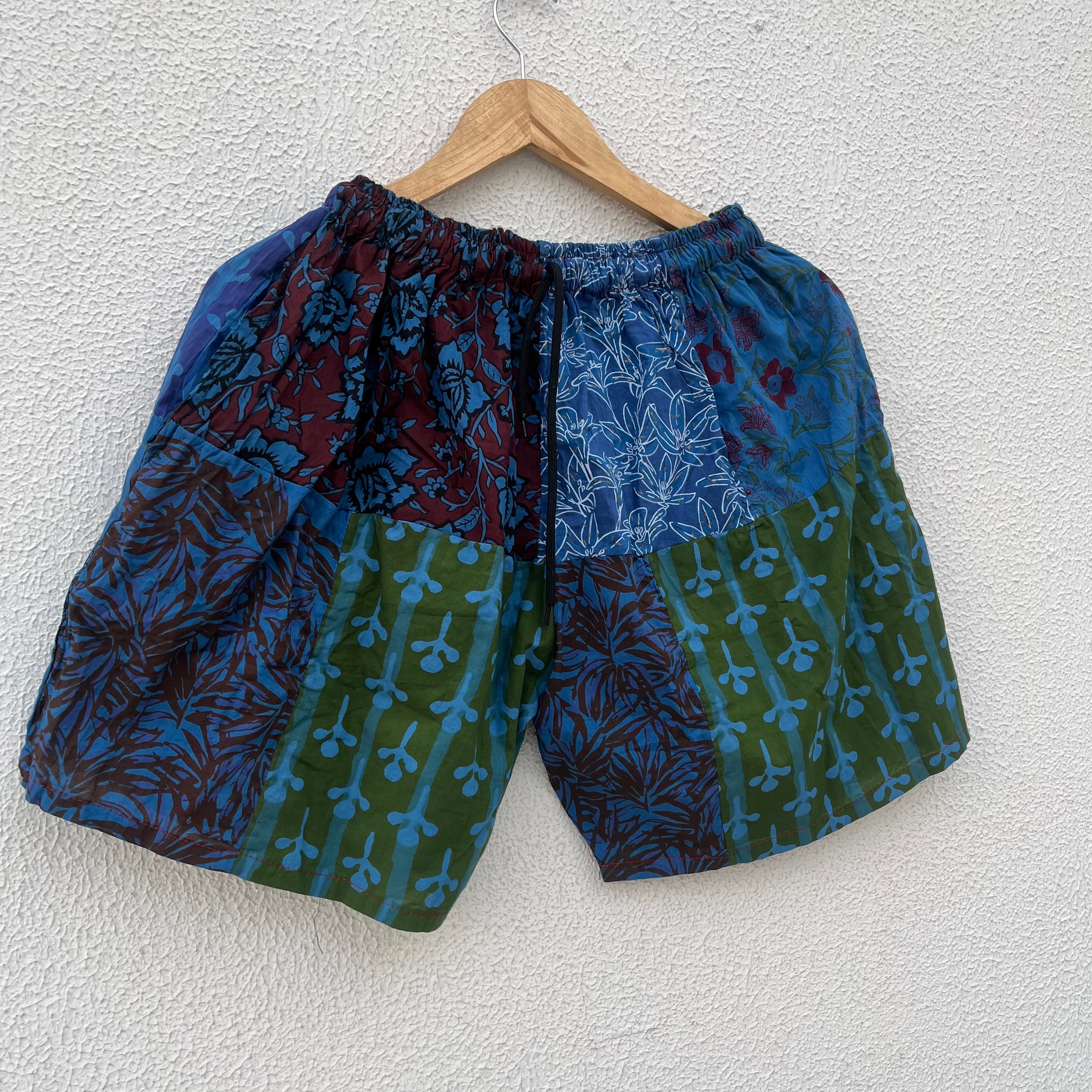 Patchwork Shorts -Blue