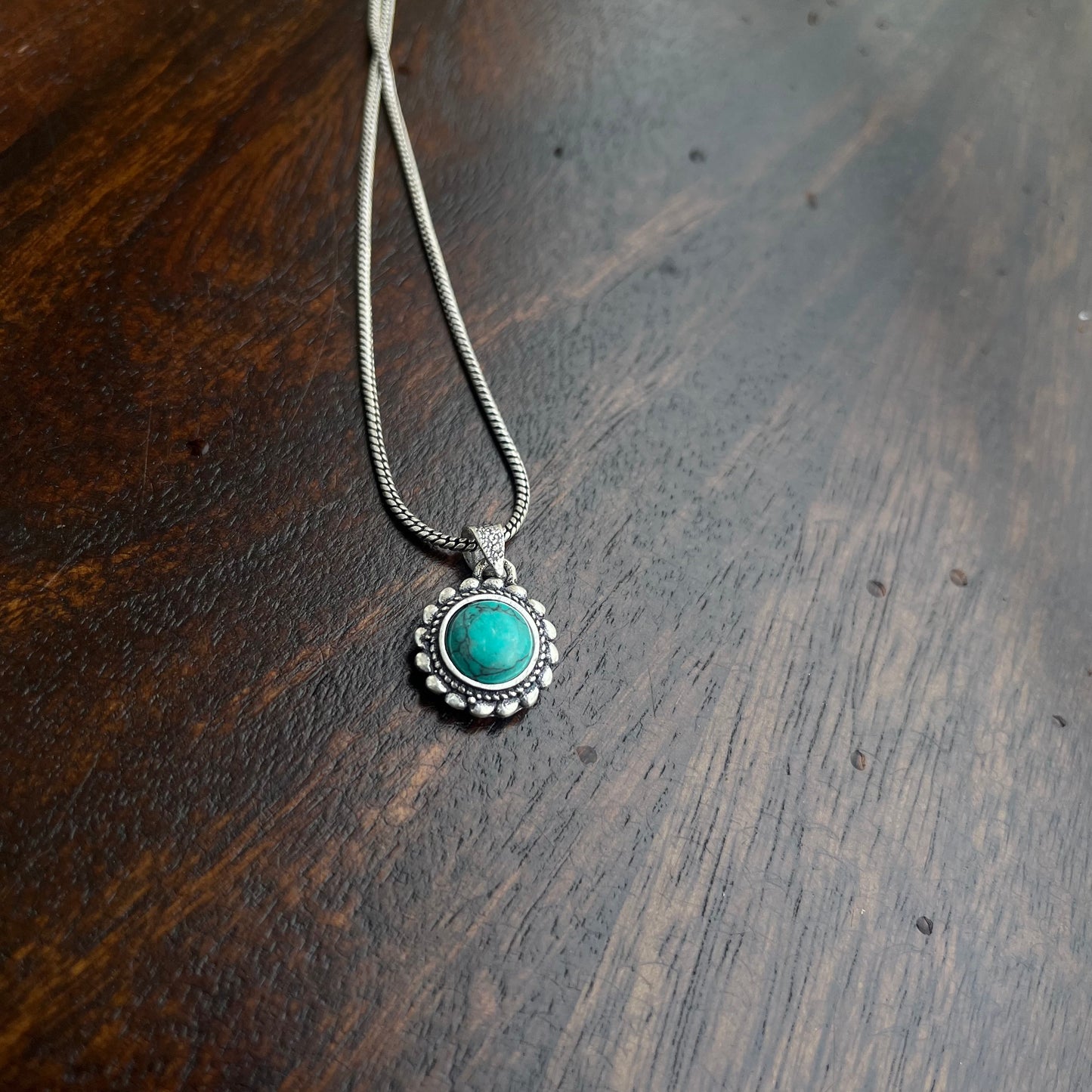 Turquoise Stone Pendant & Chain