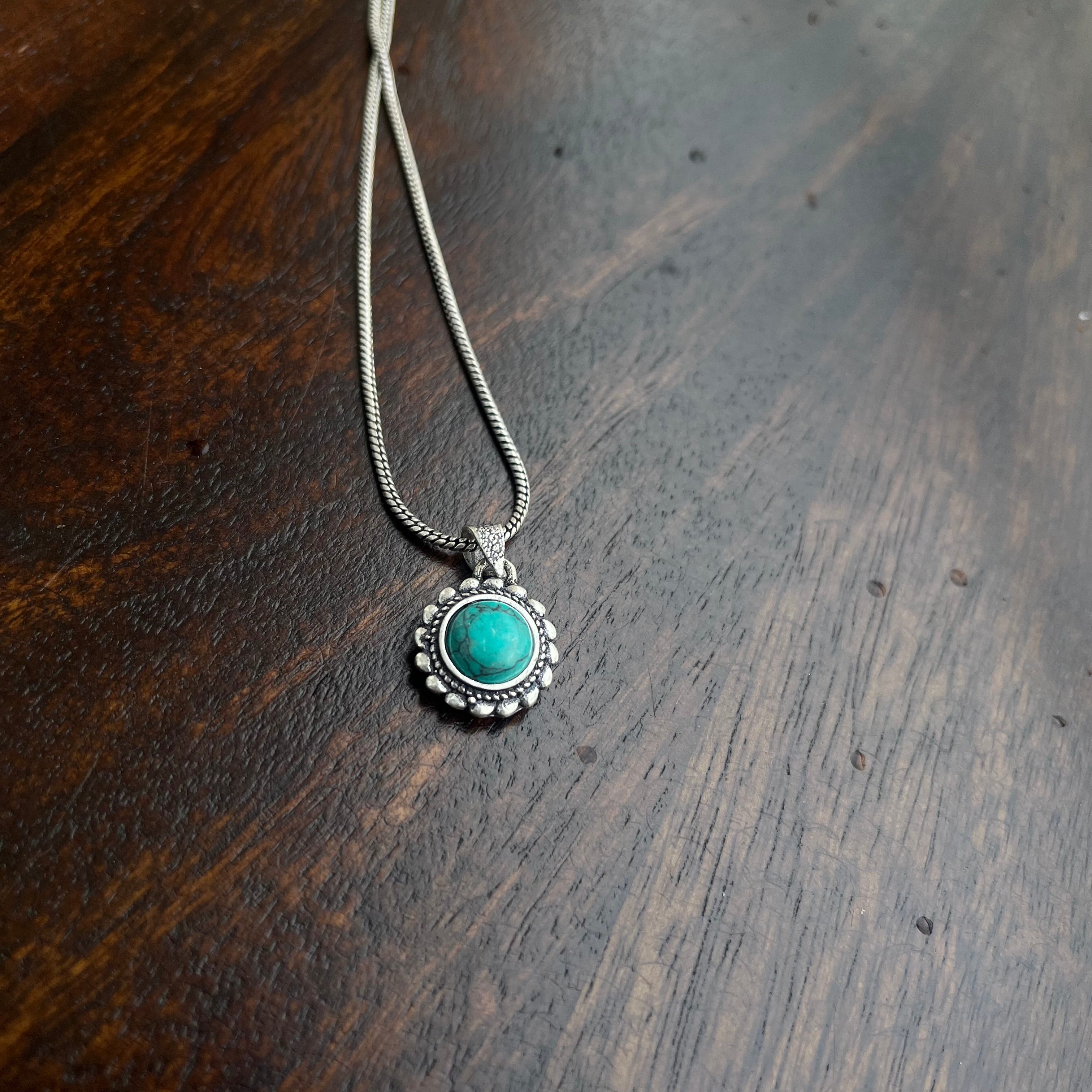Turquoise Stone Pendant & Chain