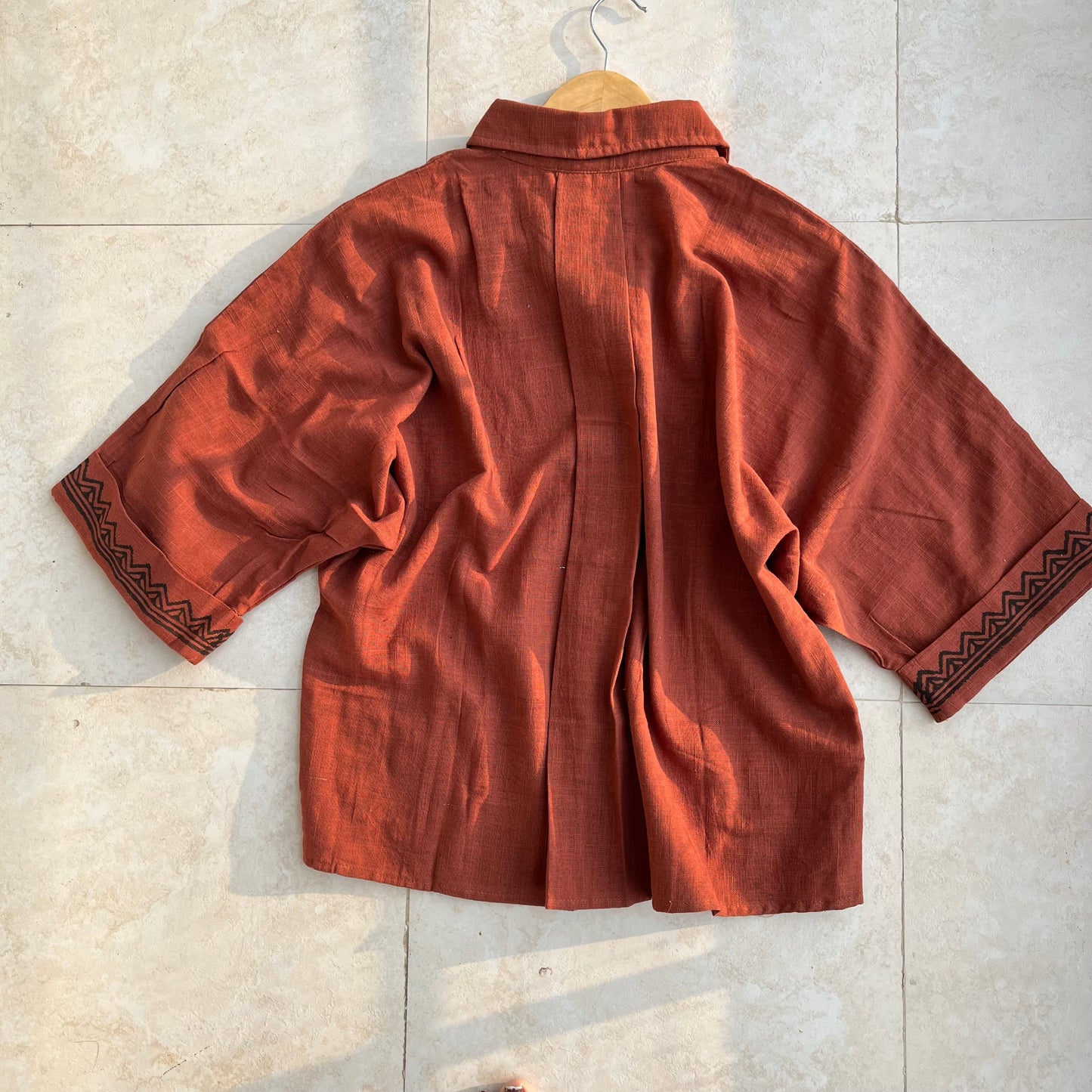 Rahgir Cotton Shirt - Rust Orange
