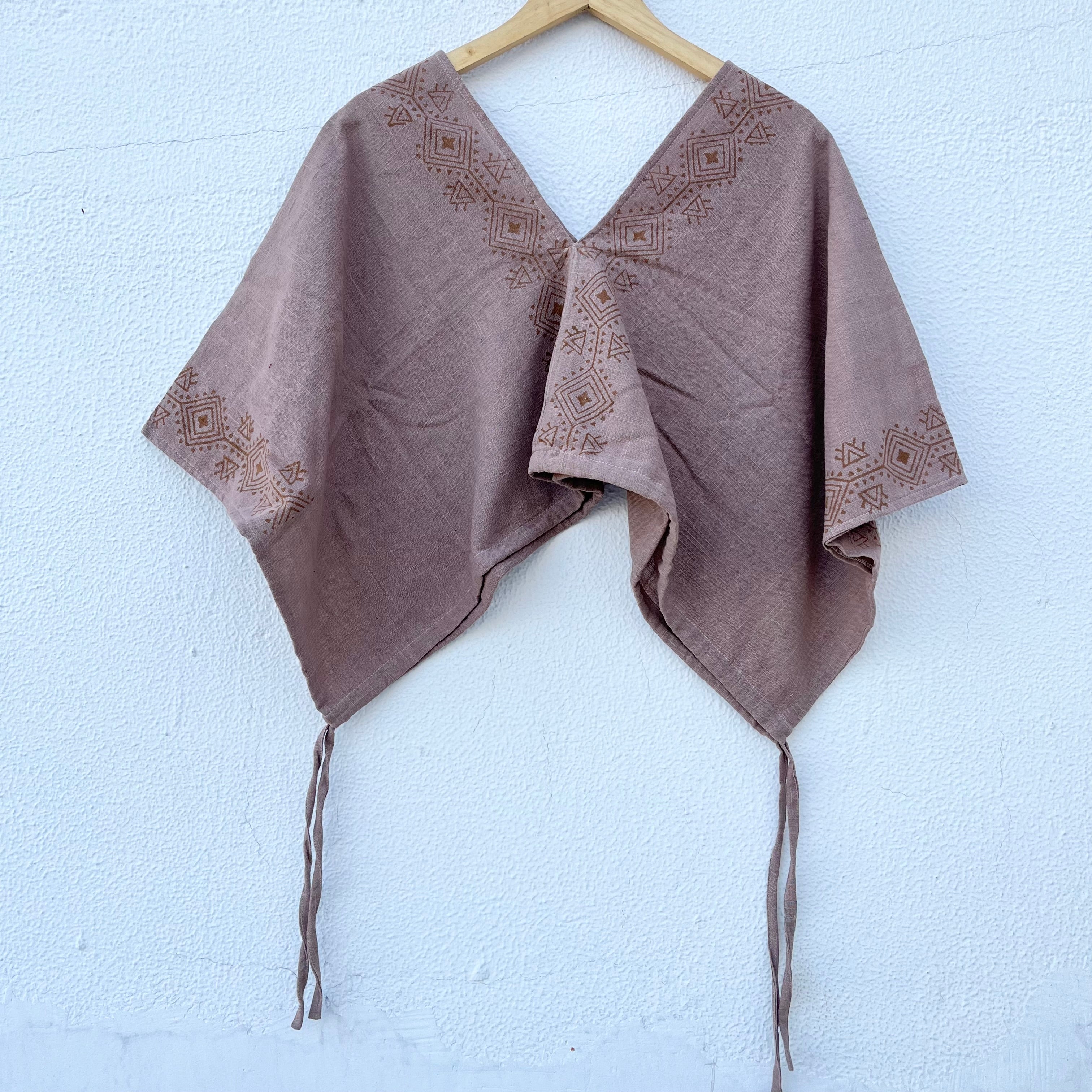 Zyra V-Neck Cotton Top - Light Sand