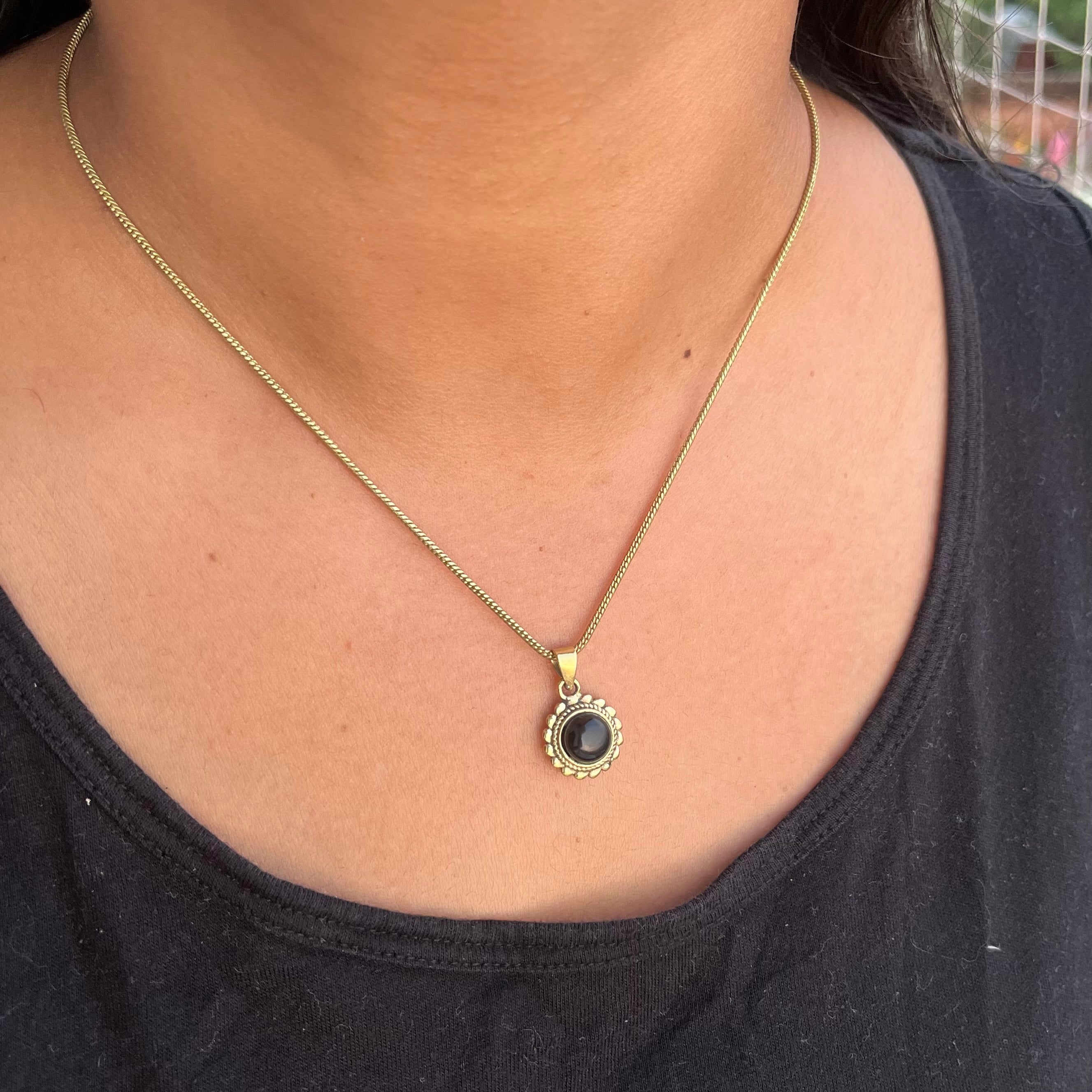 Black Stone Pendant & Chain