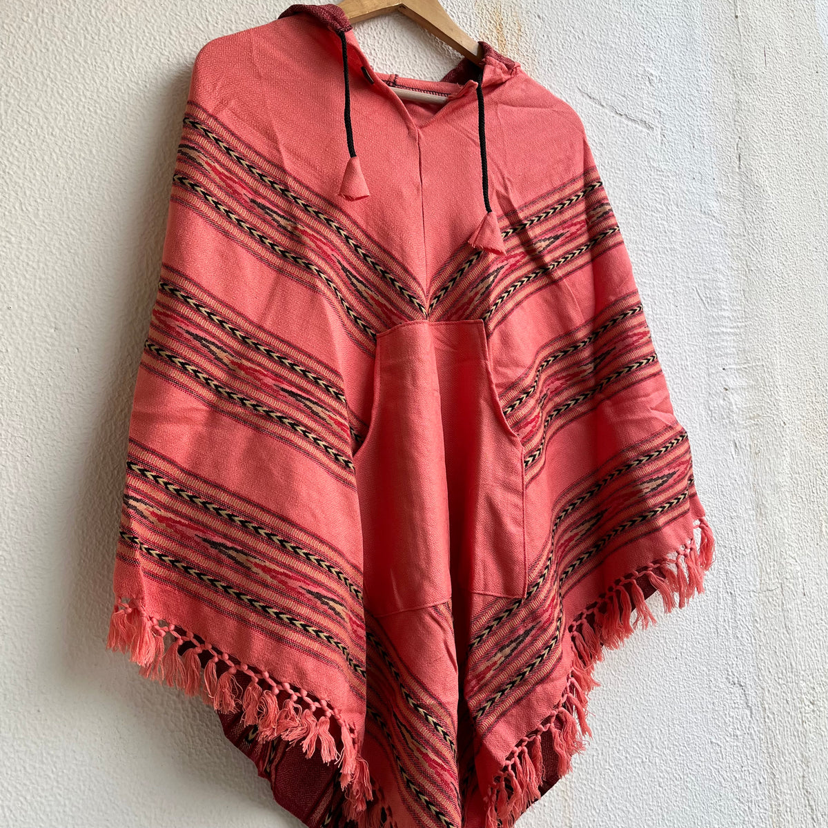 Pahadi Poncho 3 Patti with Hood - Peach