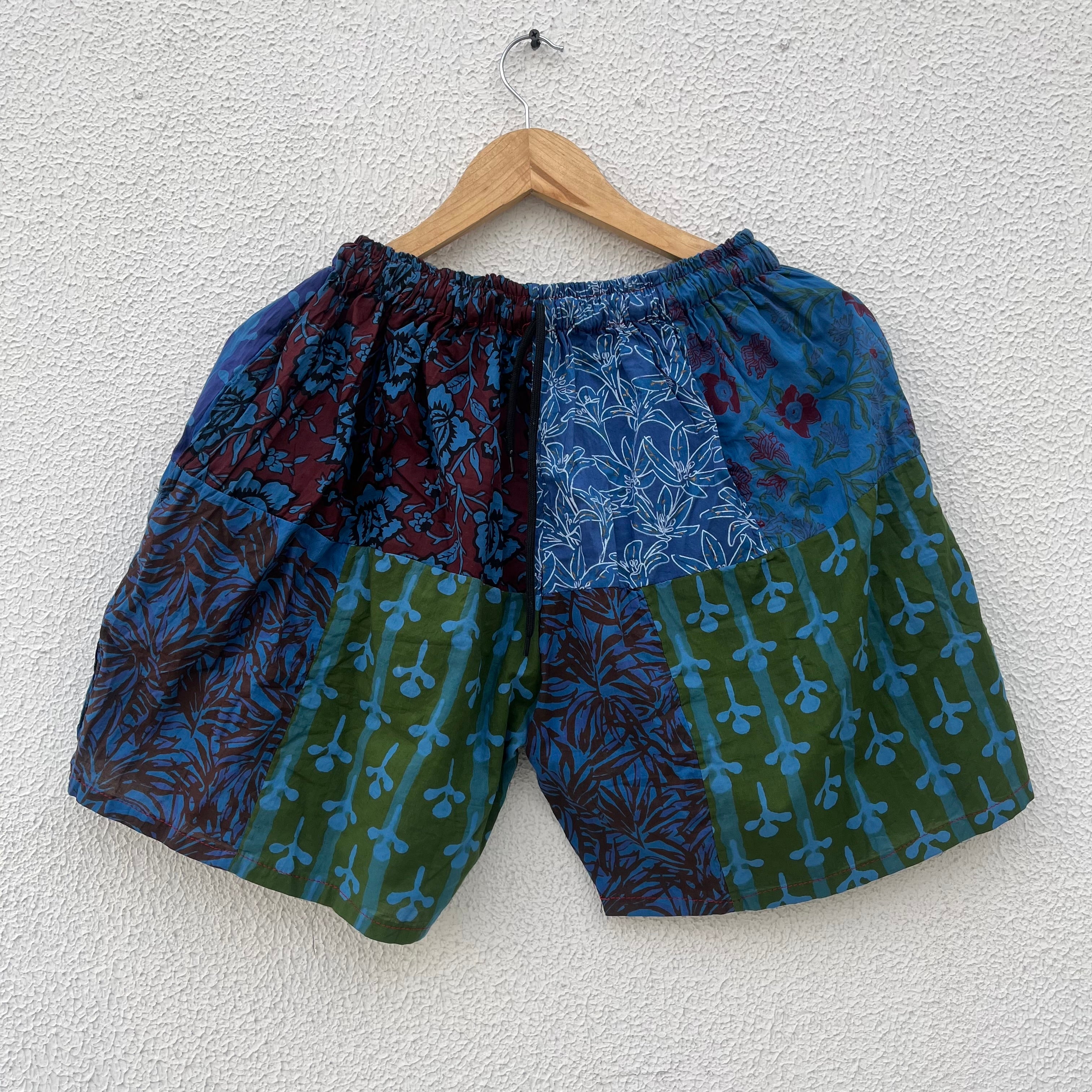 Patchwork Shorts -Blue