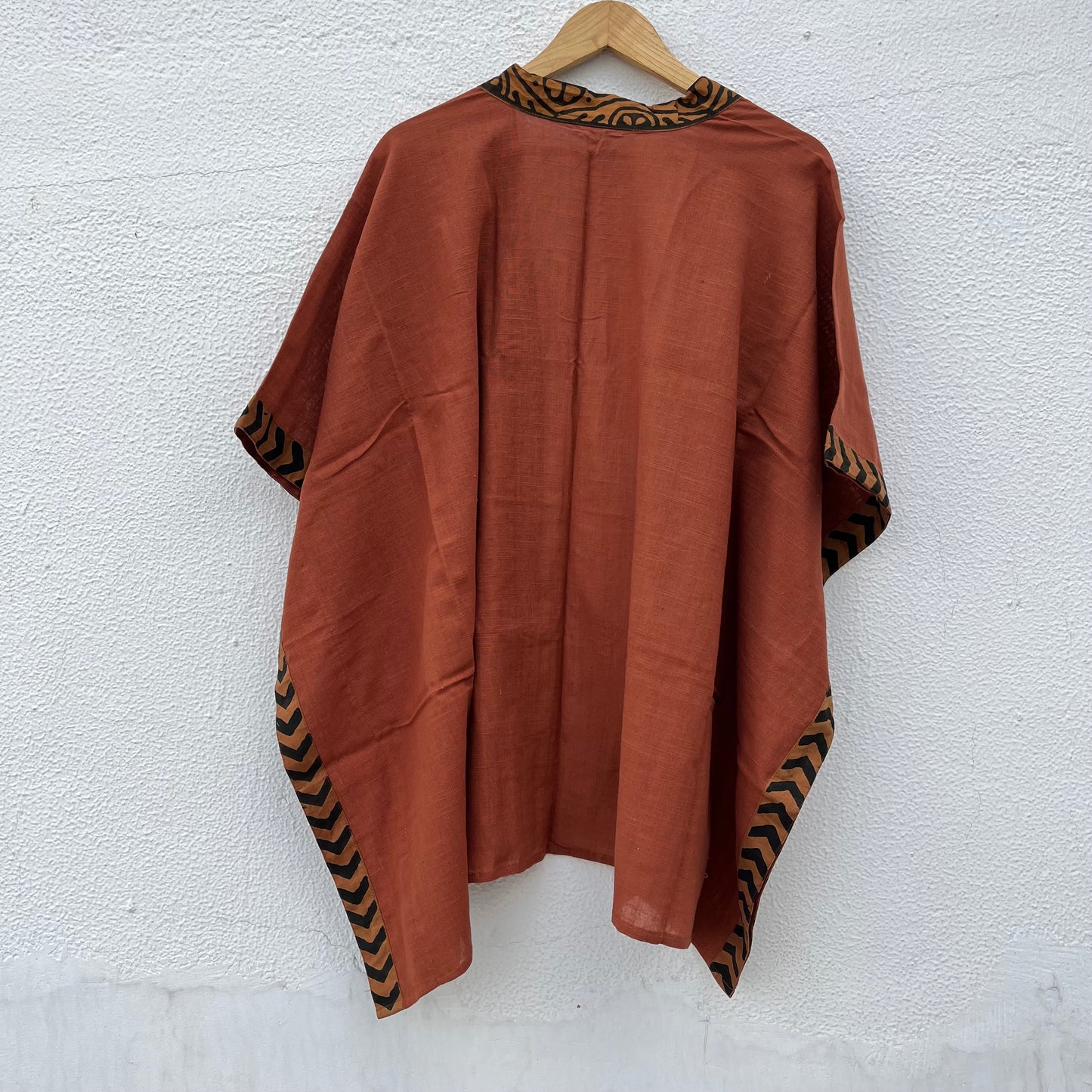 Karwaan Kaftan Cotton Shrug- Rust Orange