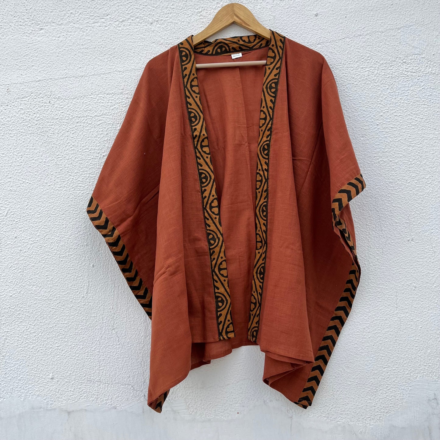 Karwaan Kaftan Cotton Shrug- Rust Orange