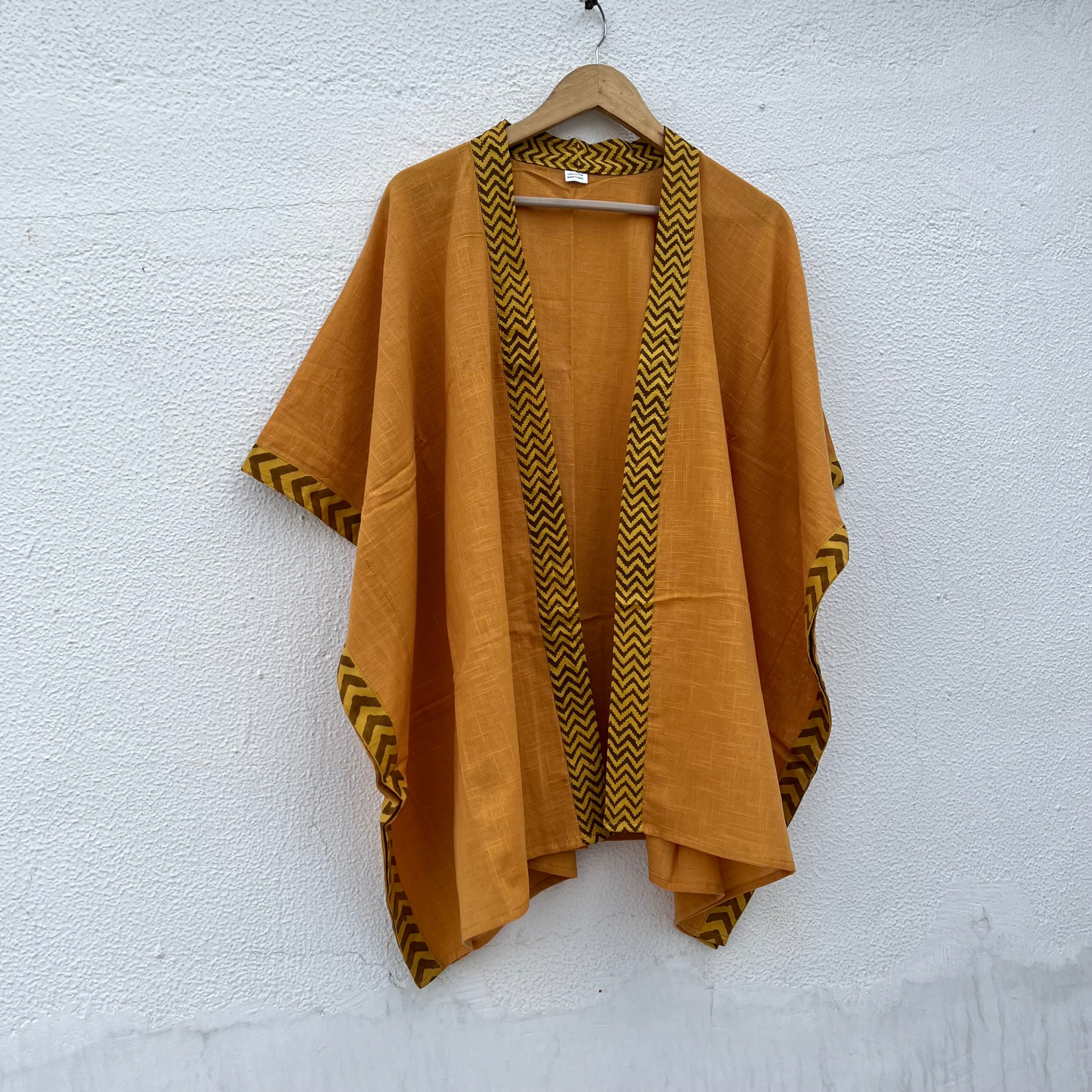 Karwaan Kaftan Cotton Shrug- Mustard