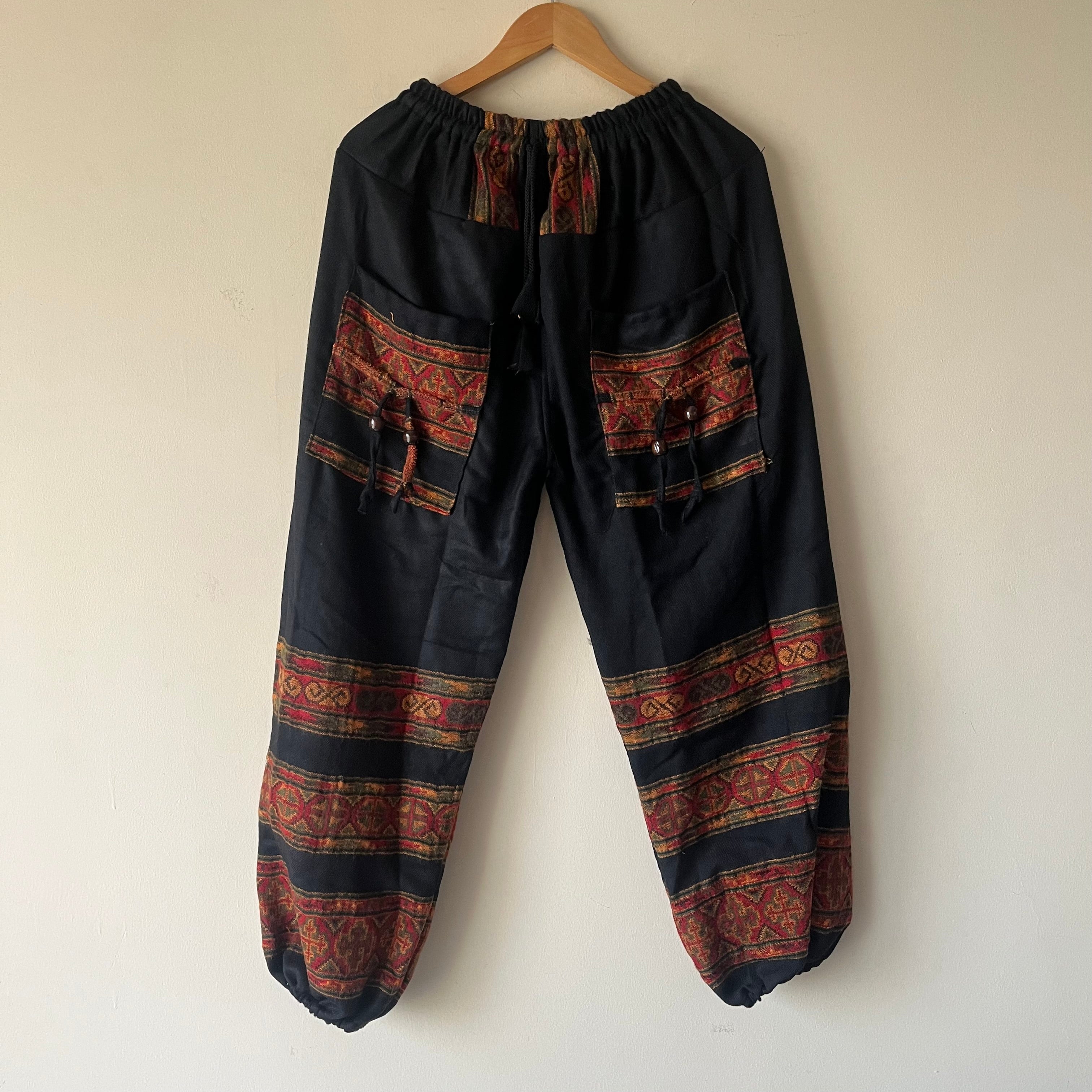 Woollen Kullu 3 Patti Pants- Black