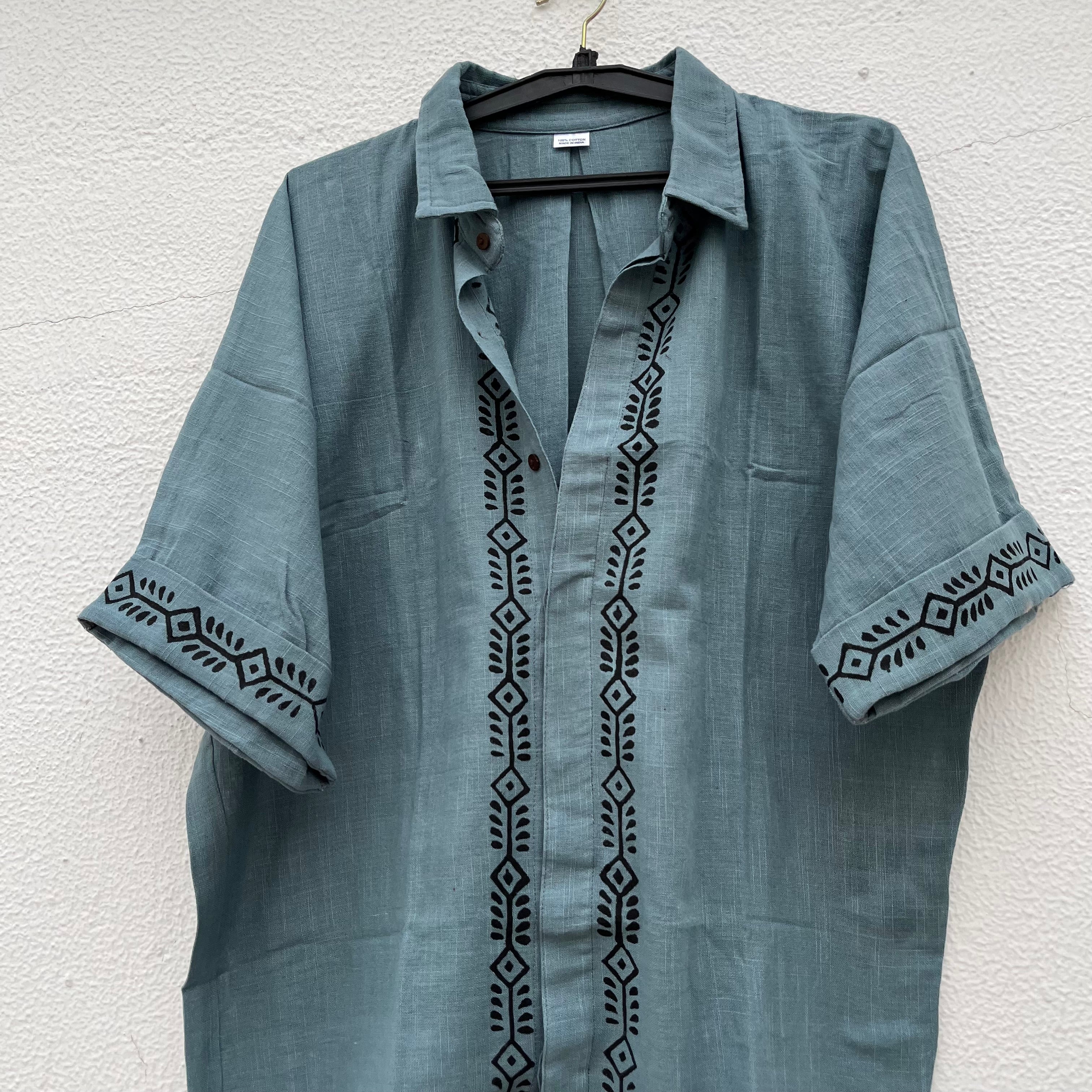 Rahgir Cotton Oversize Shirt 2.0 -Teal Blue